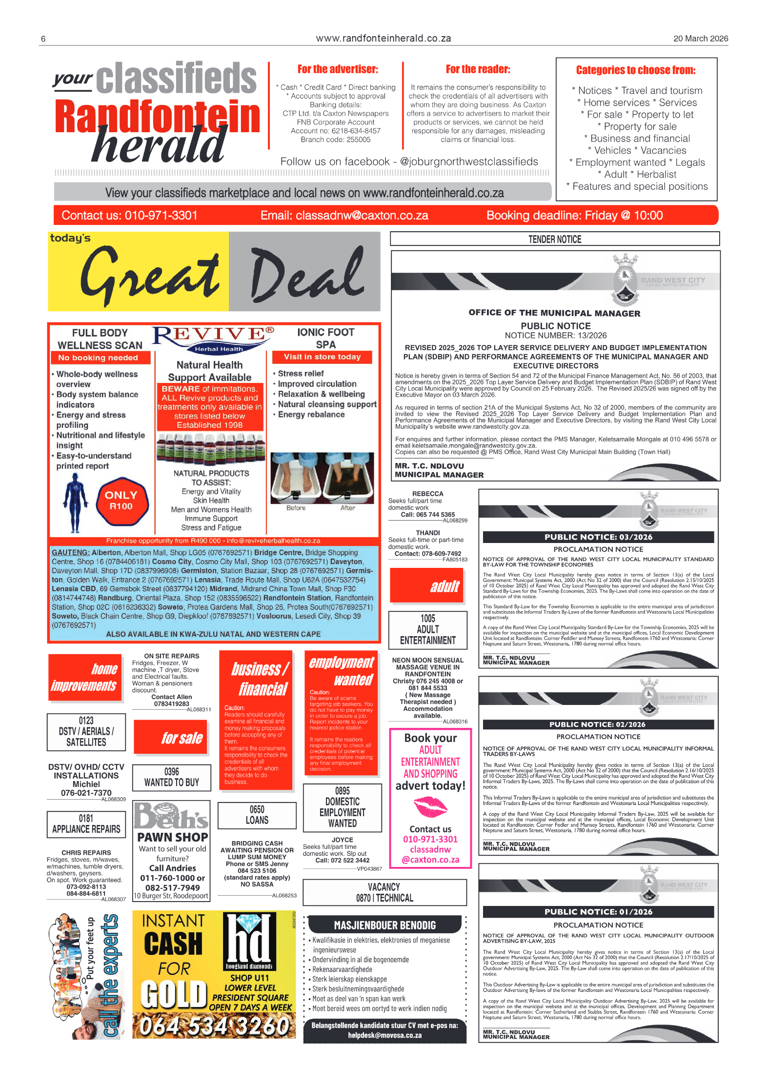 Randfontein Herald 20 March 2026 page 6