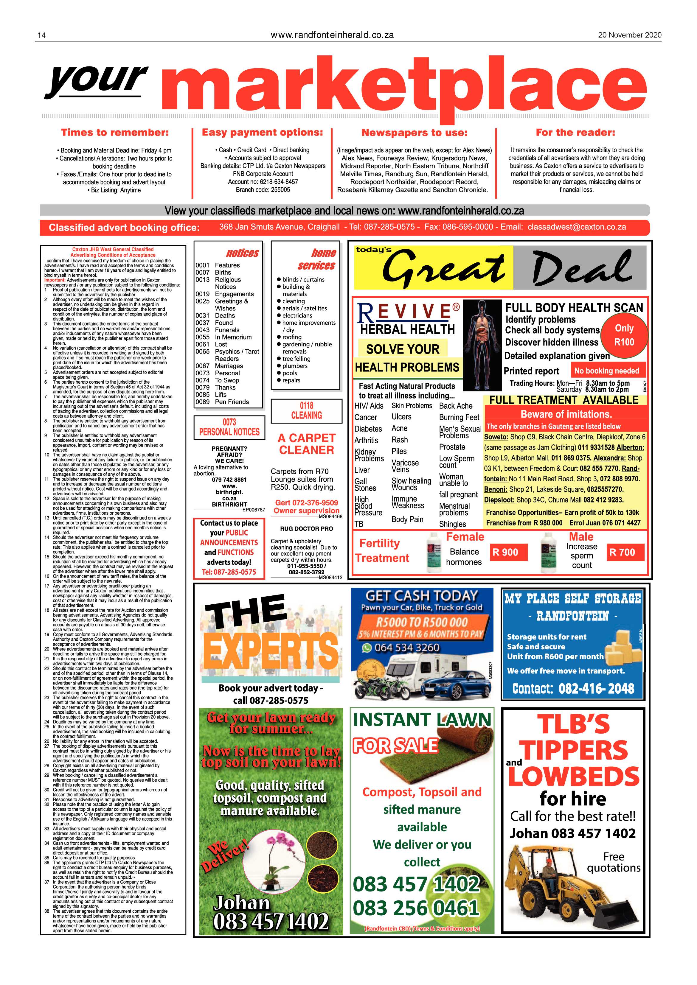 Randfontein Herald 20 November 2020 page 14