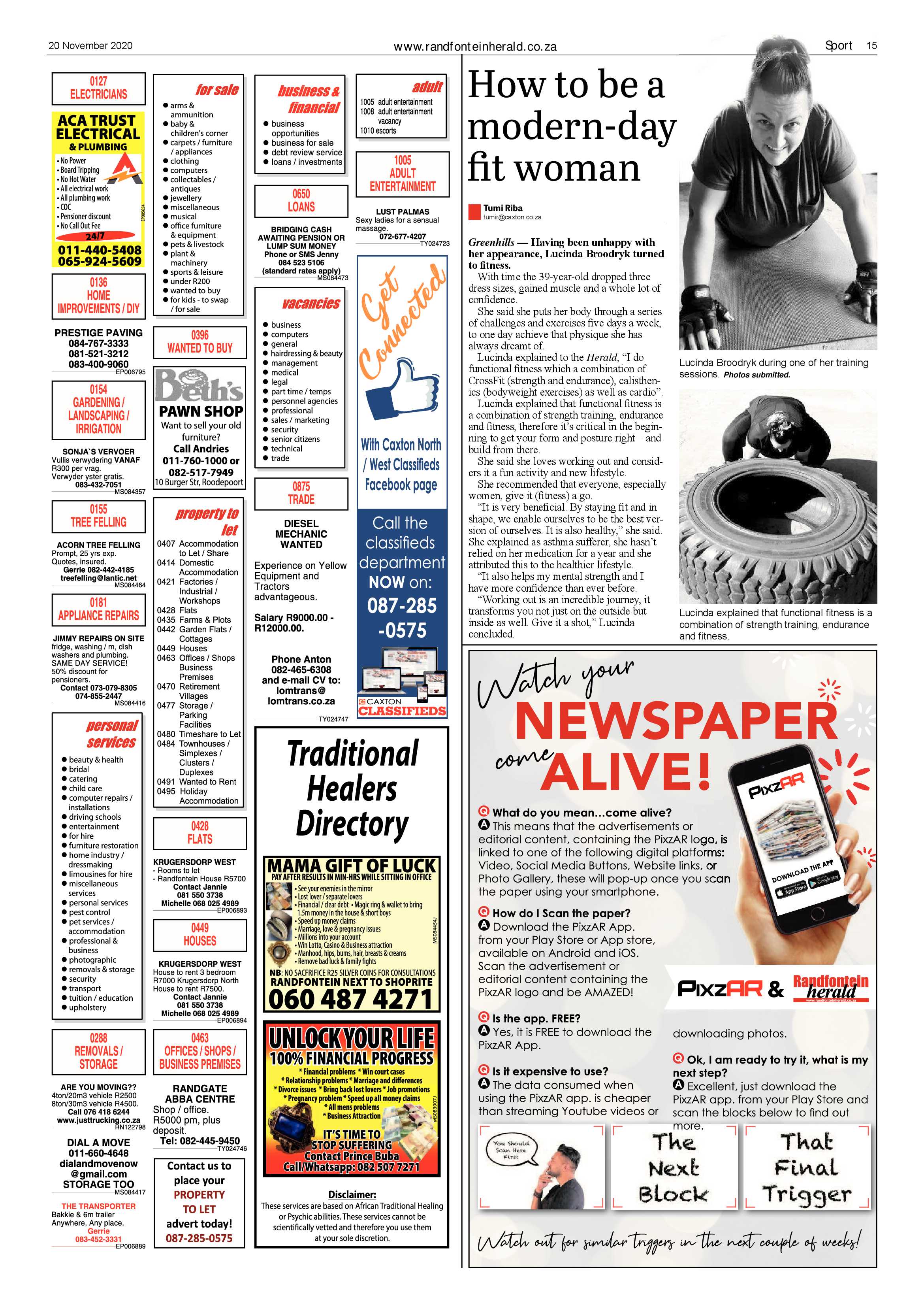 Randfontein Herald 20 November 2020 page 15