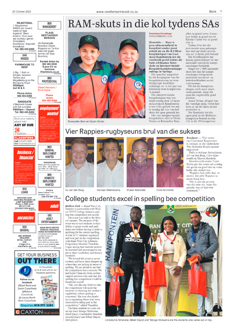 Randfontein Herald 20 October 2023 page 11