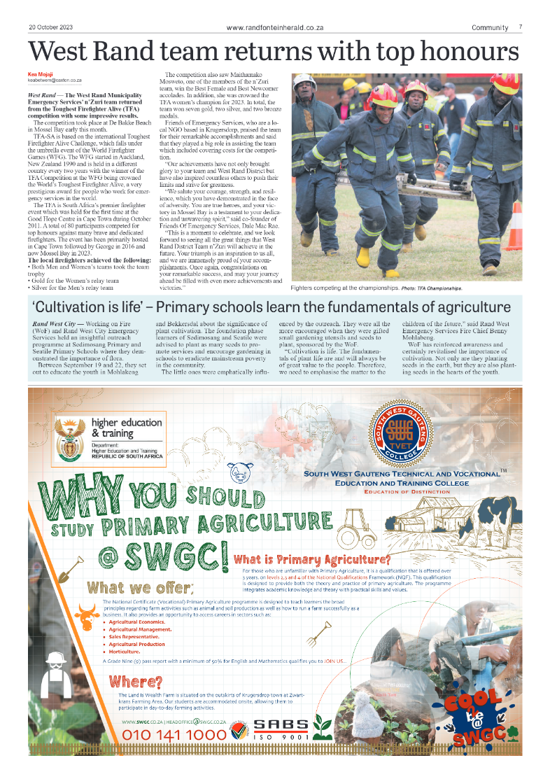 Randfontein Herald 20 October 2023 page 7