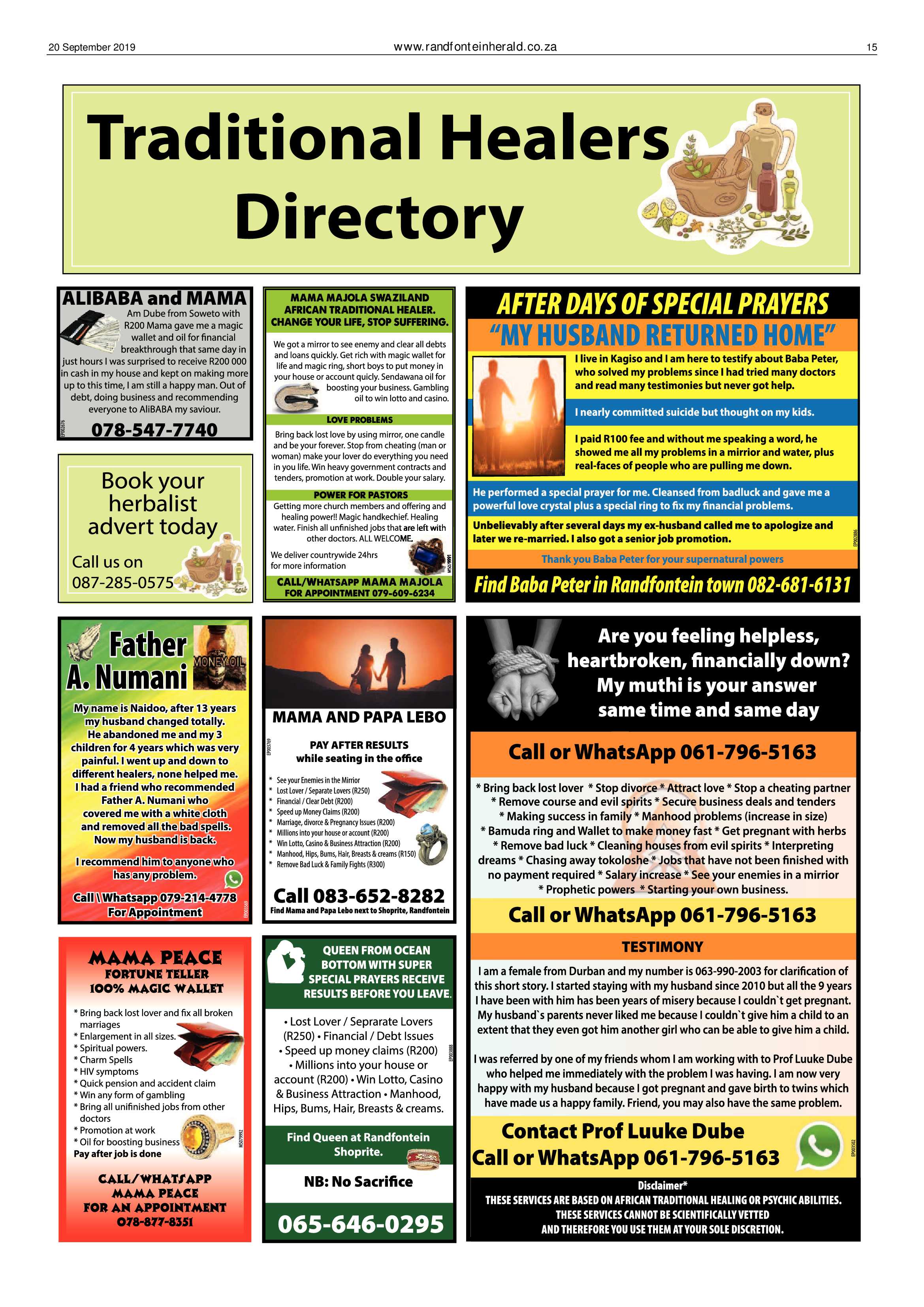 Randfontein Herald 20 September 2019 page 15