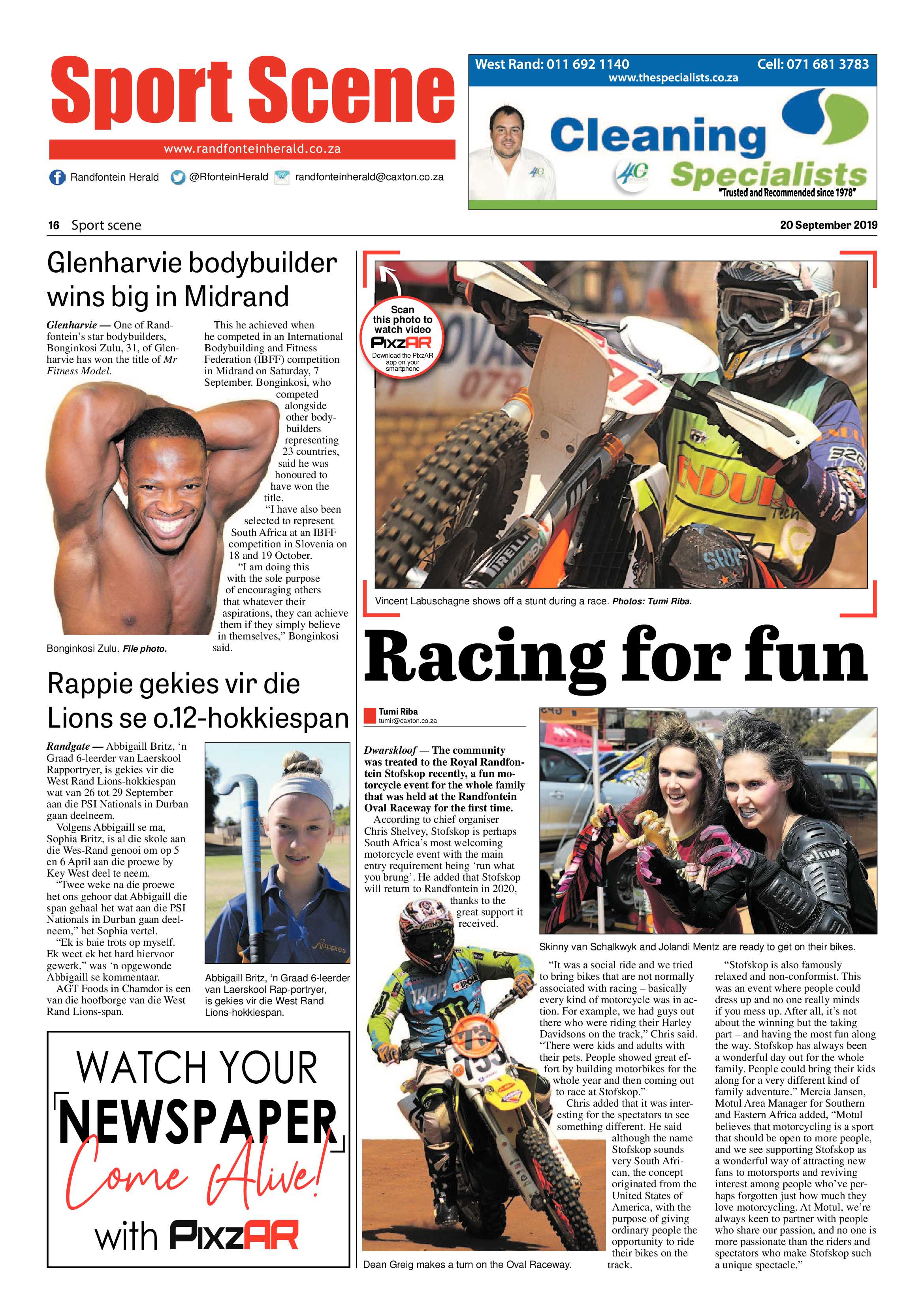 Randfontein Herald 20 September 2019 page 16