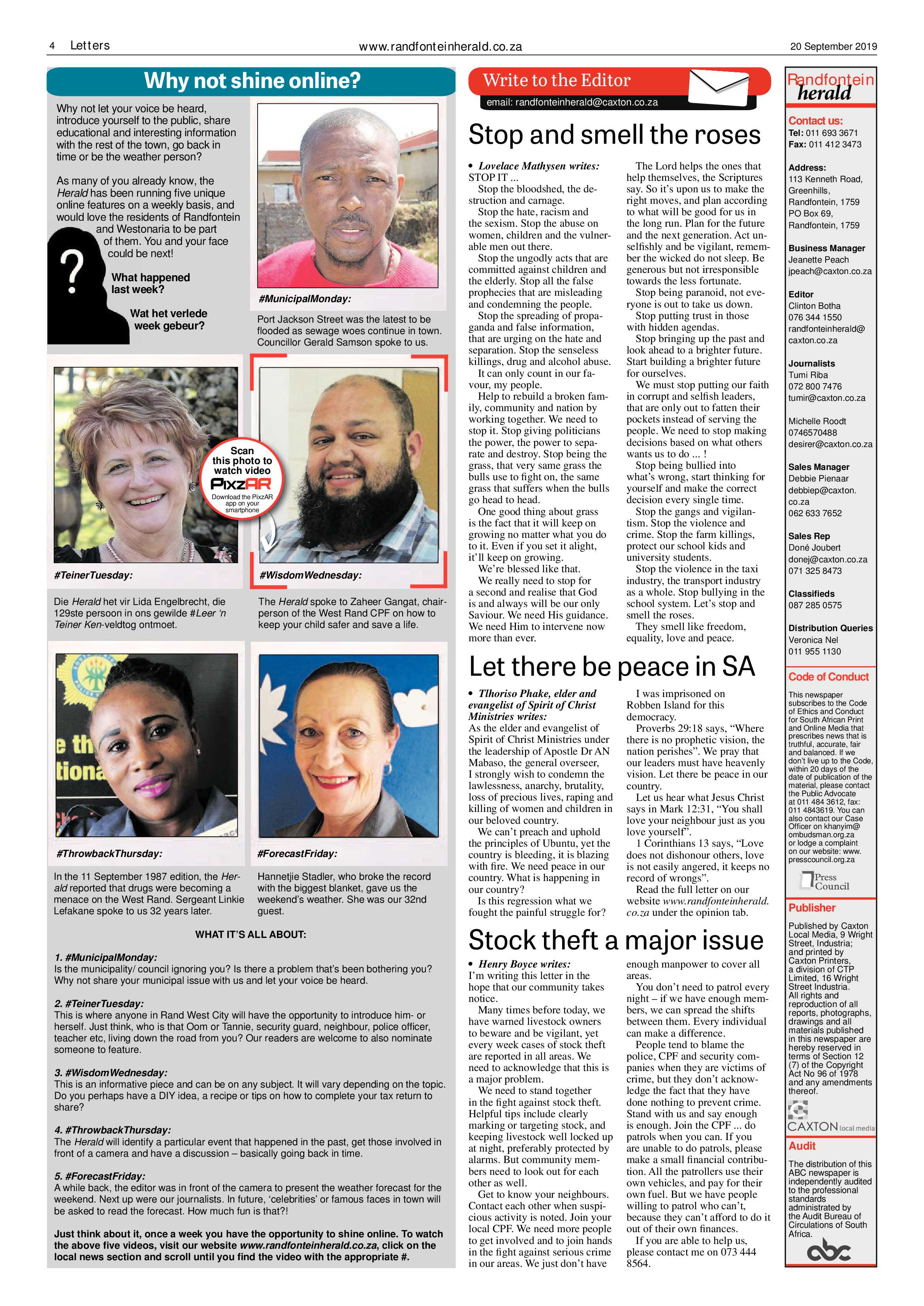 Randfontein Herald 20 September 2019 page 4