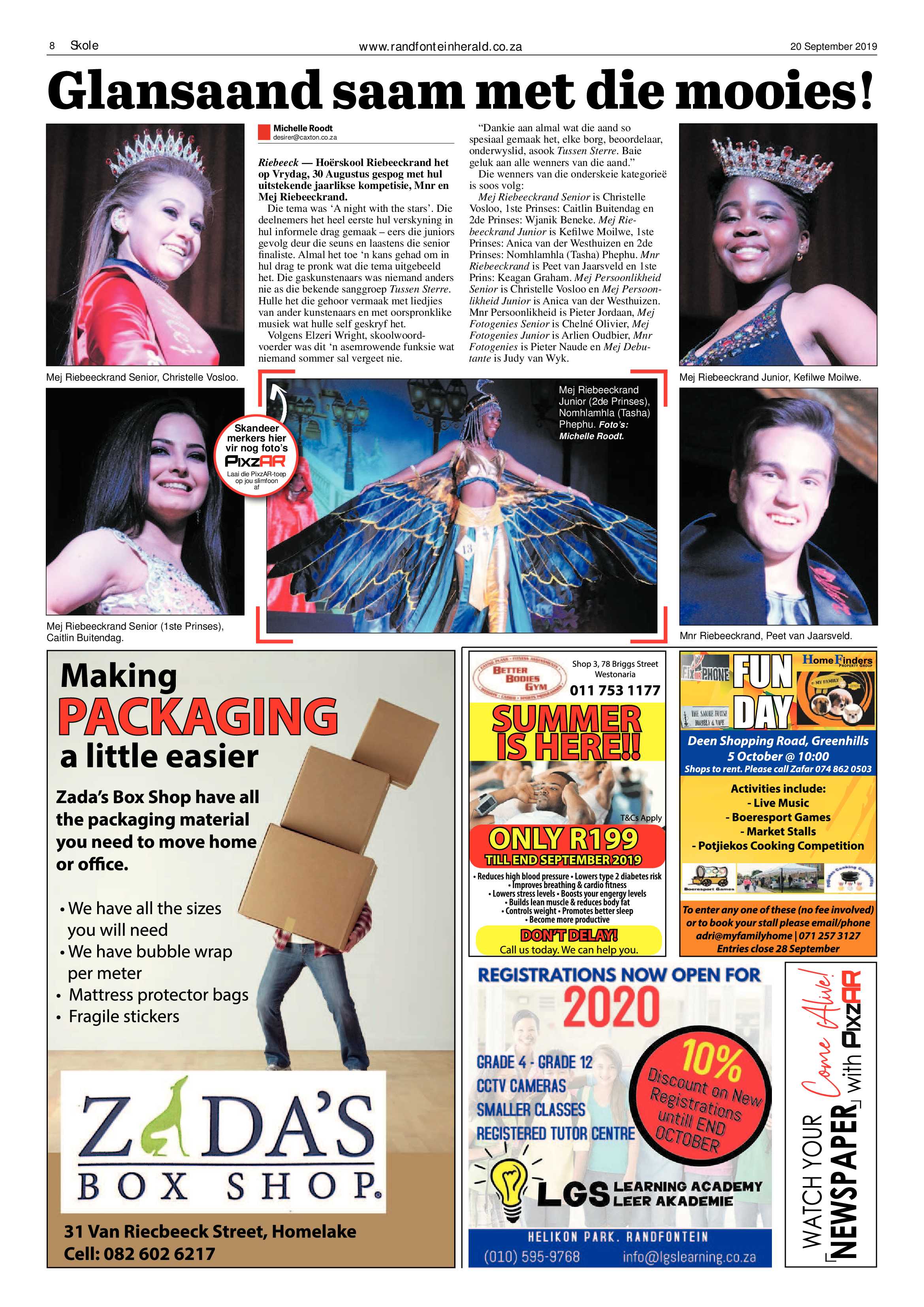Randfontein Herald 20 September 2019 page 8