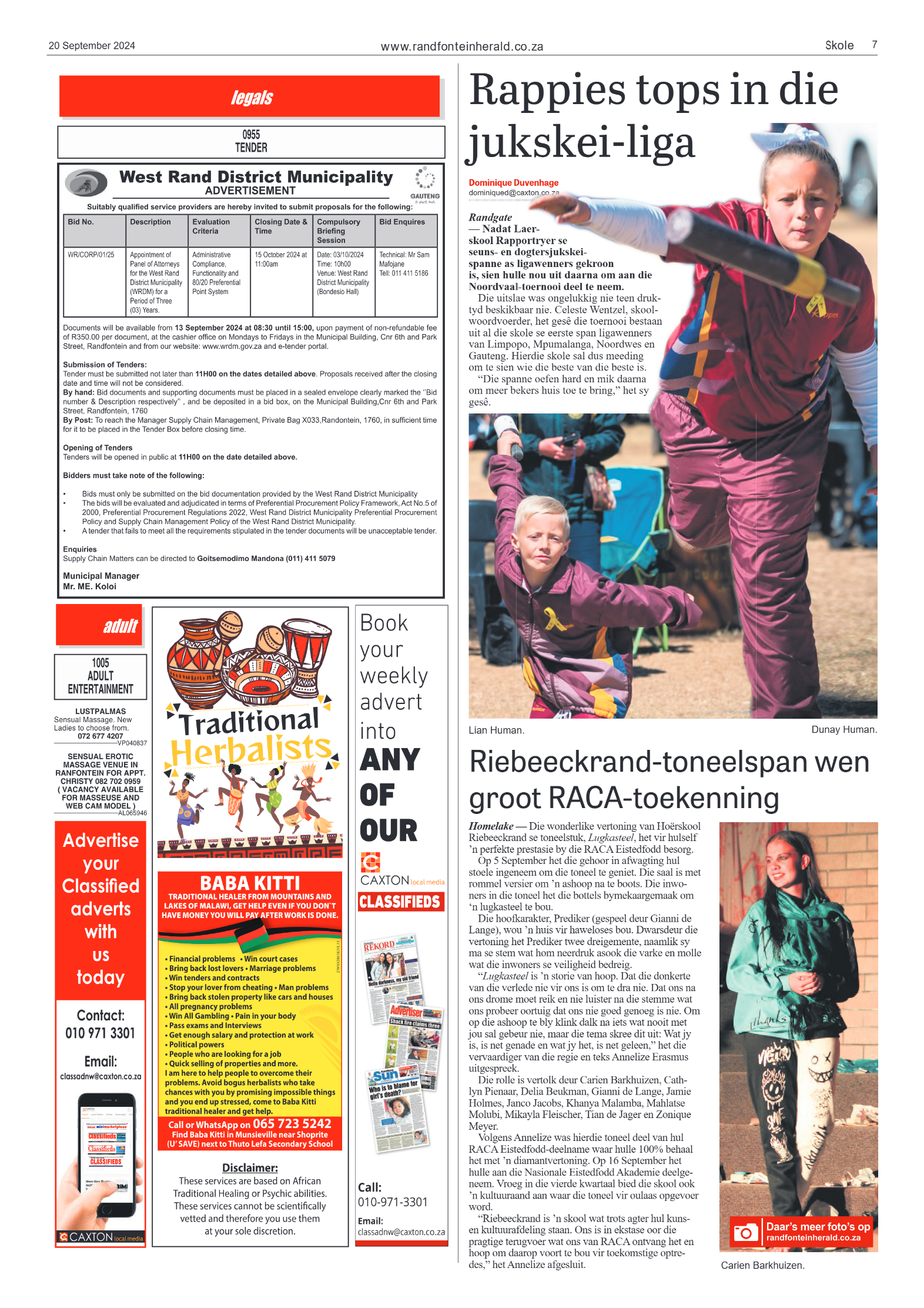 Randfontein Herald 20 September 2024 page 7