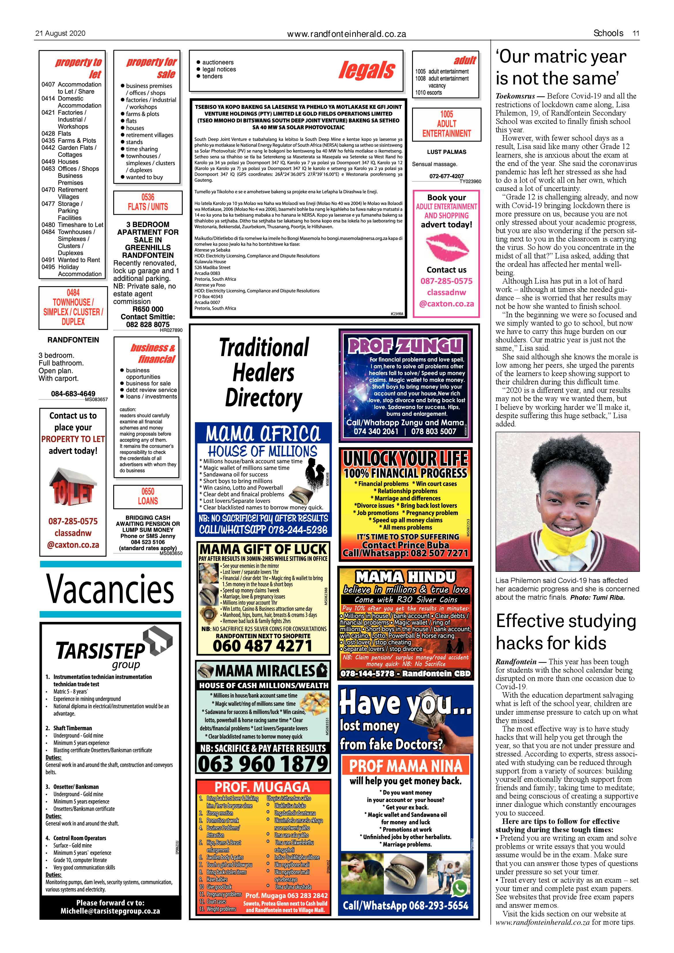 Randfontein Herald 21 Augusut 2020 page 11