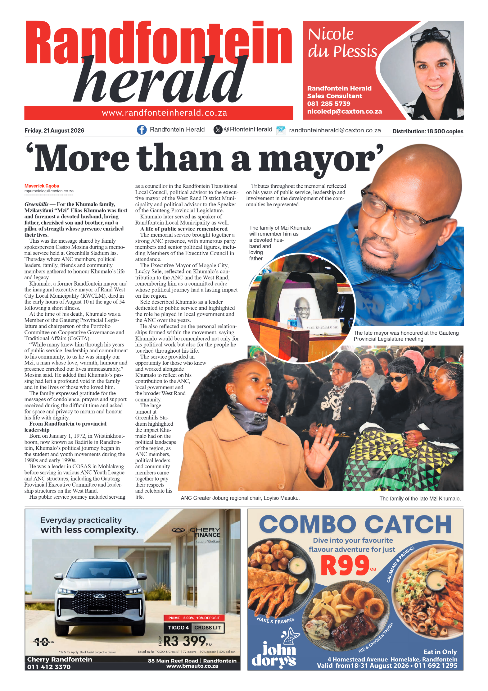Randfontein Herald 21 August 2026 page 1