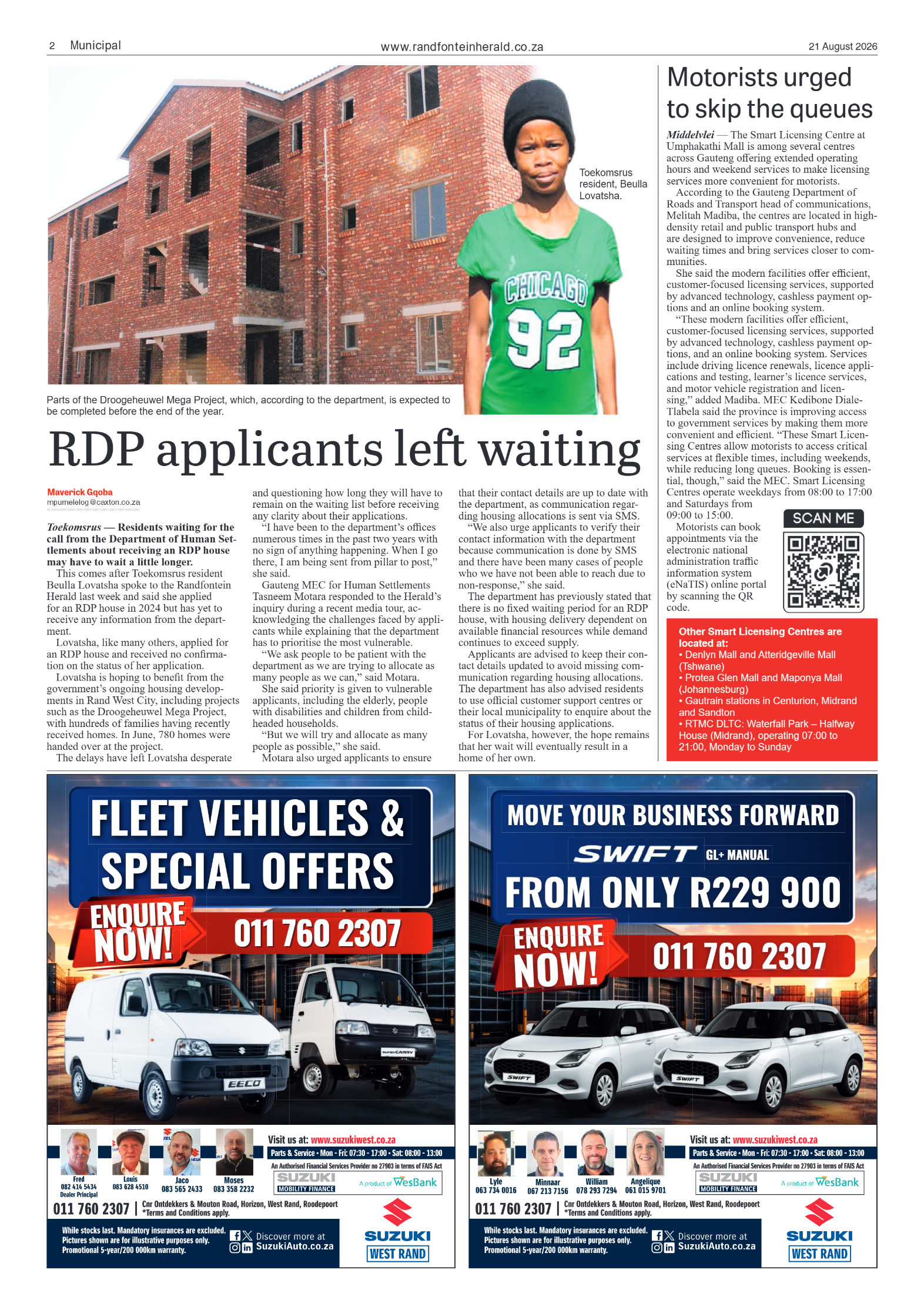 Randfontein Herald 21 August 2026 page 2