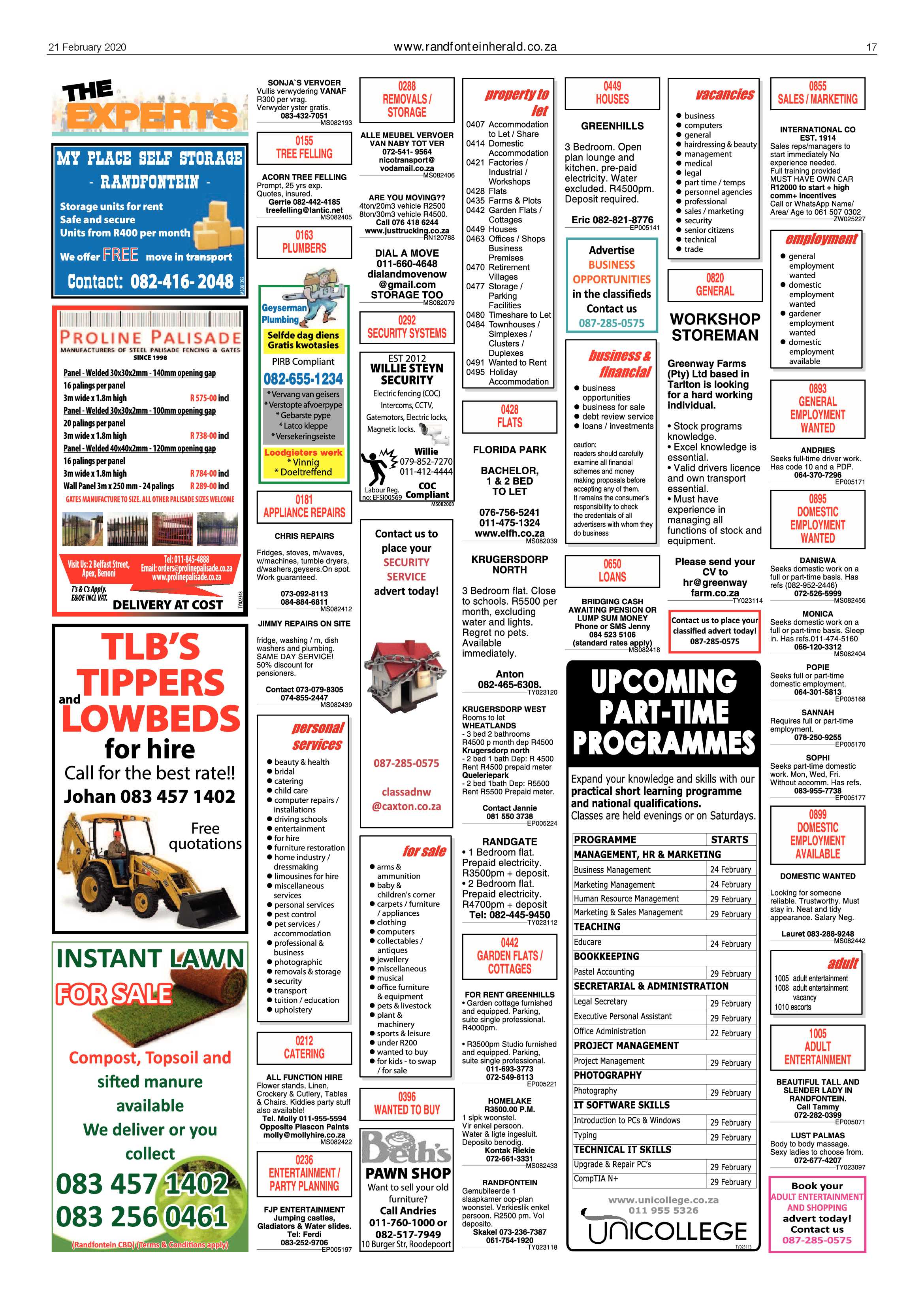 Randfontein Herald 21 February 2020 page 17