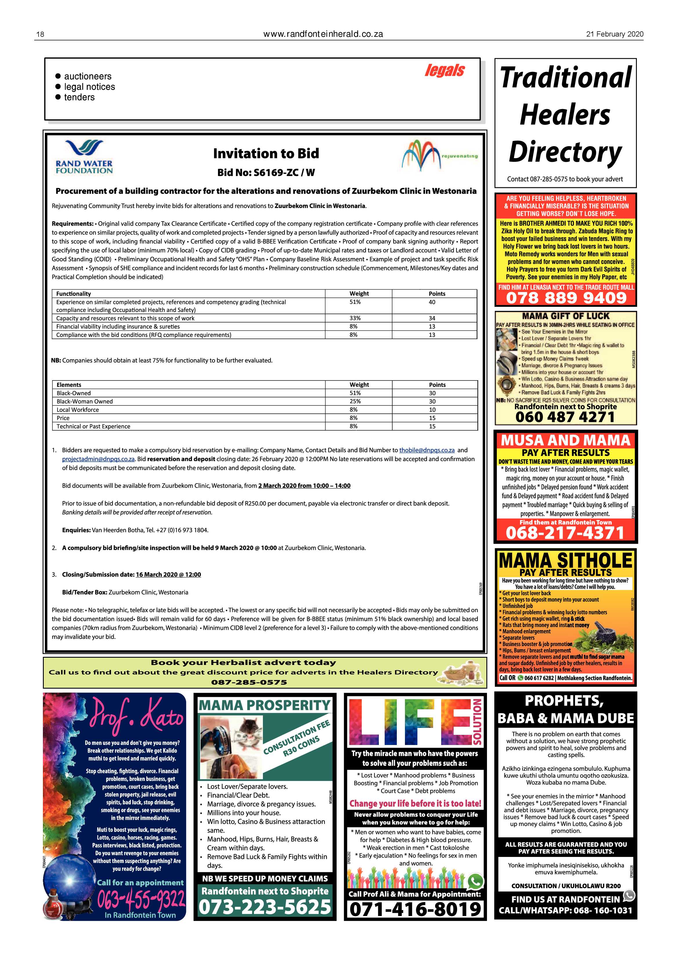 Randfontein Herald 21 February 2020 page 18
