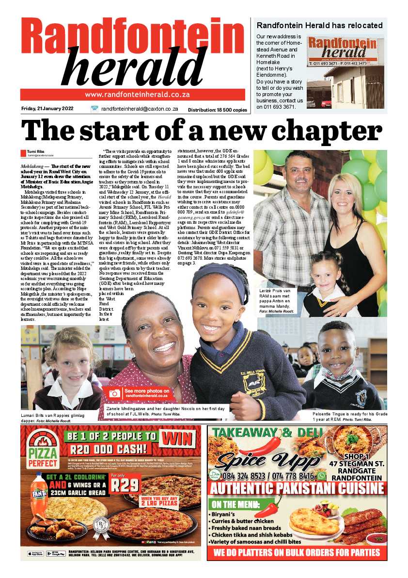 Randfontein Herald 21 January 2022 page 1