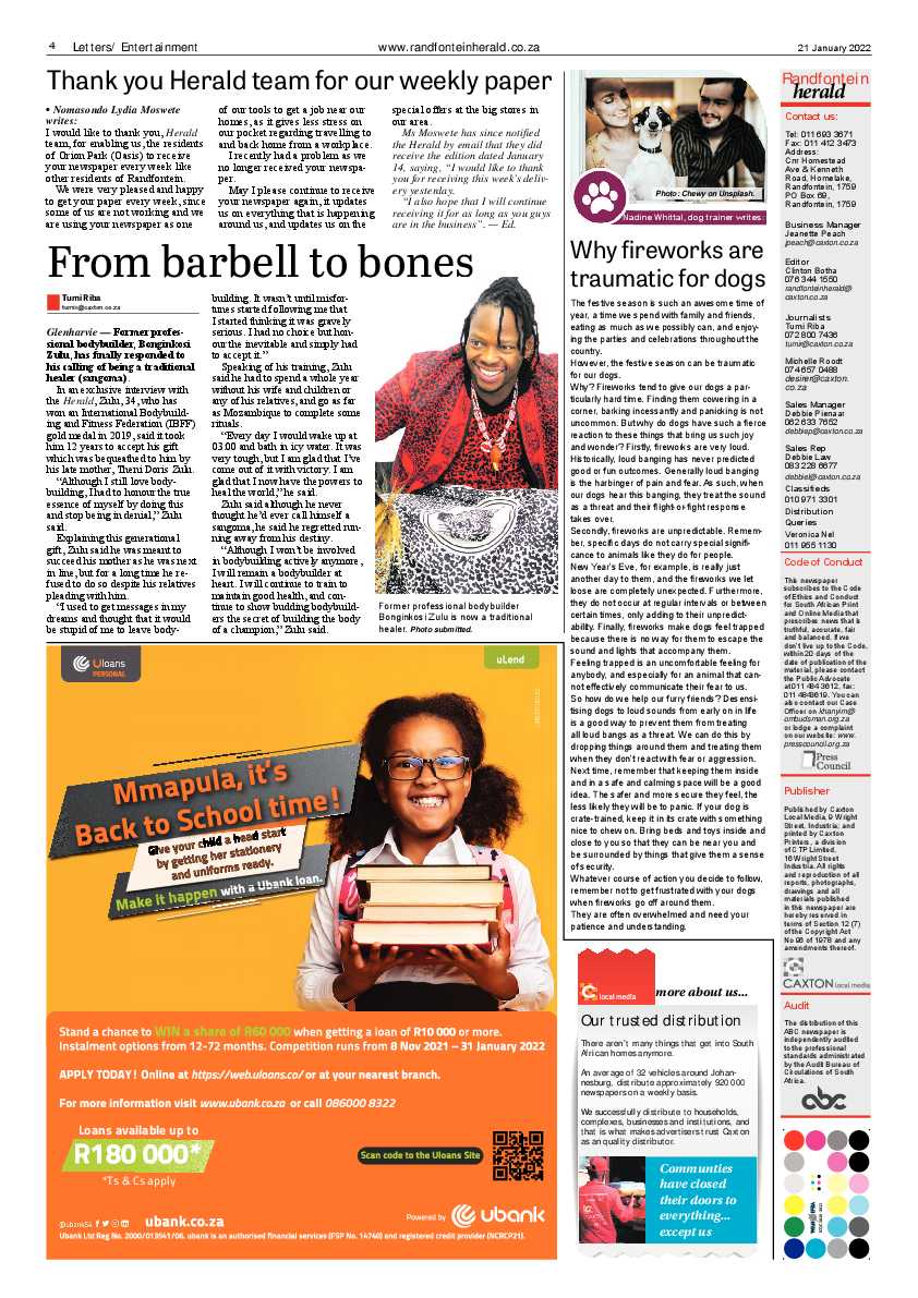 Randfontein Herald 21 January 2022 page 4