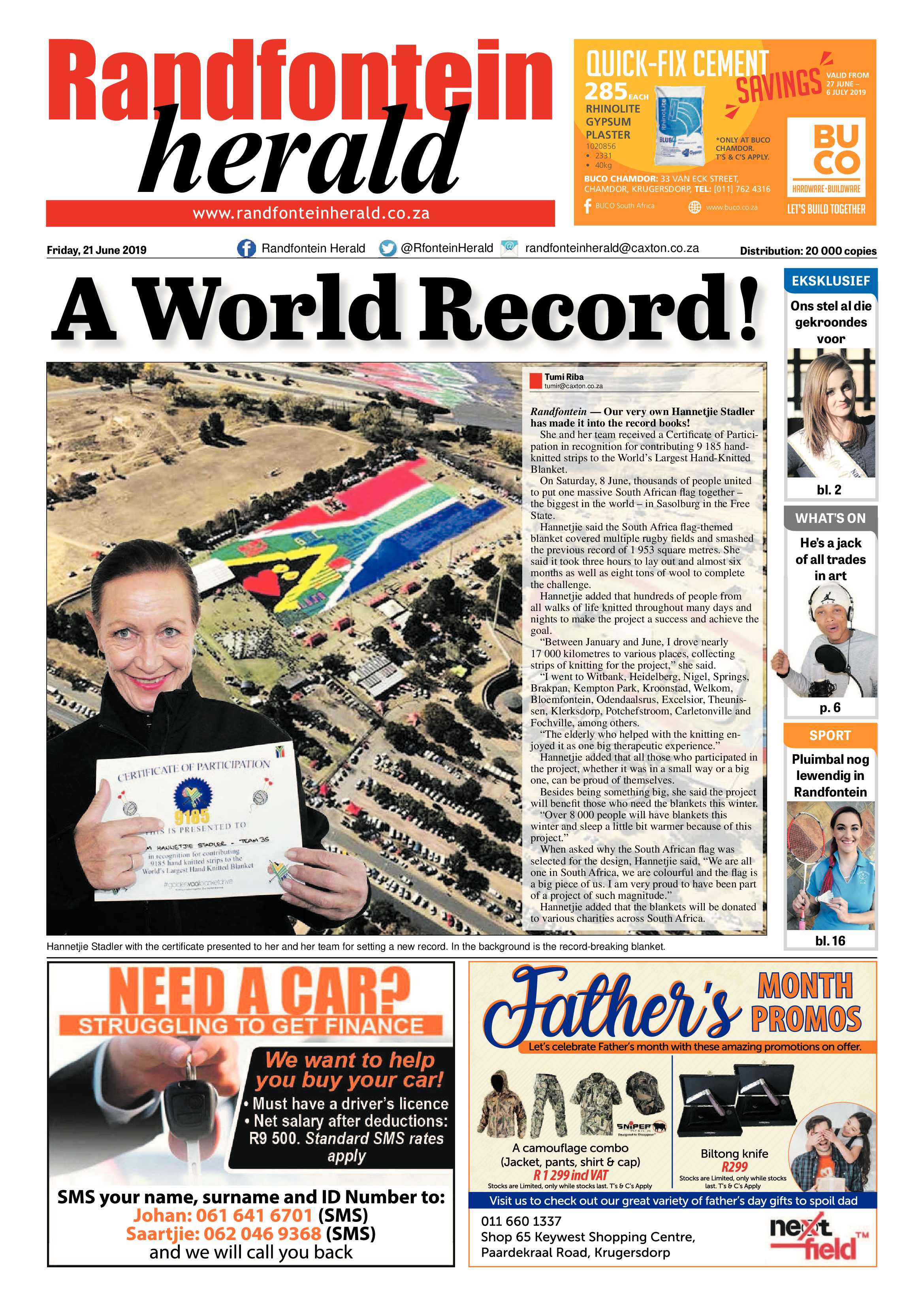 Randfontein Herald 21 June 2019 page 1