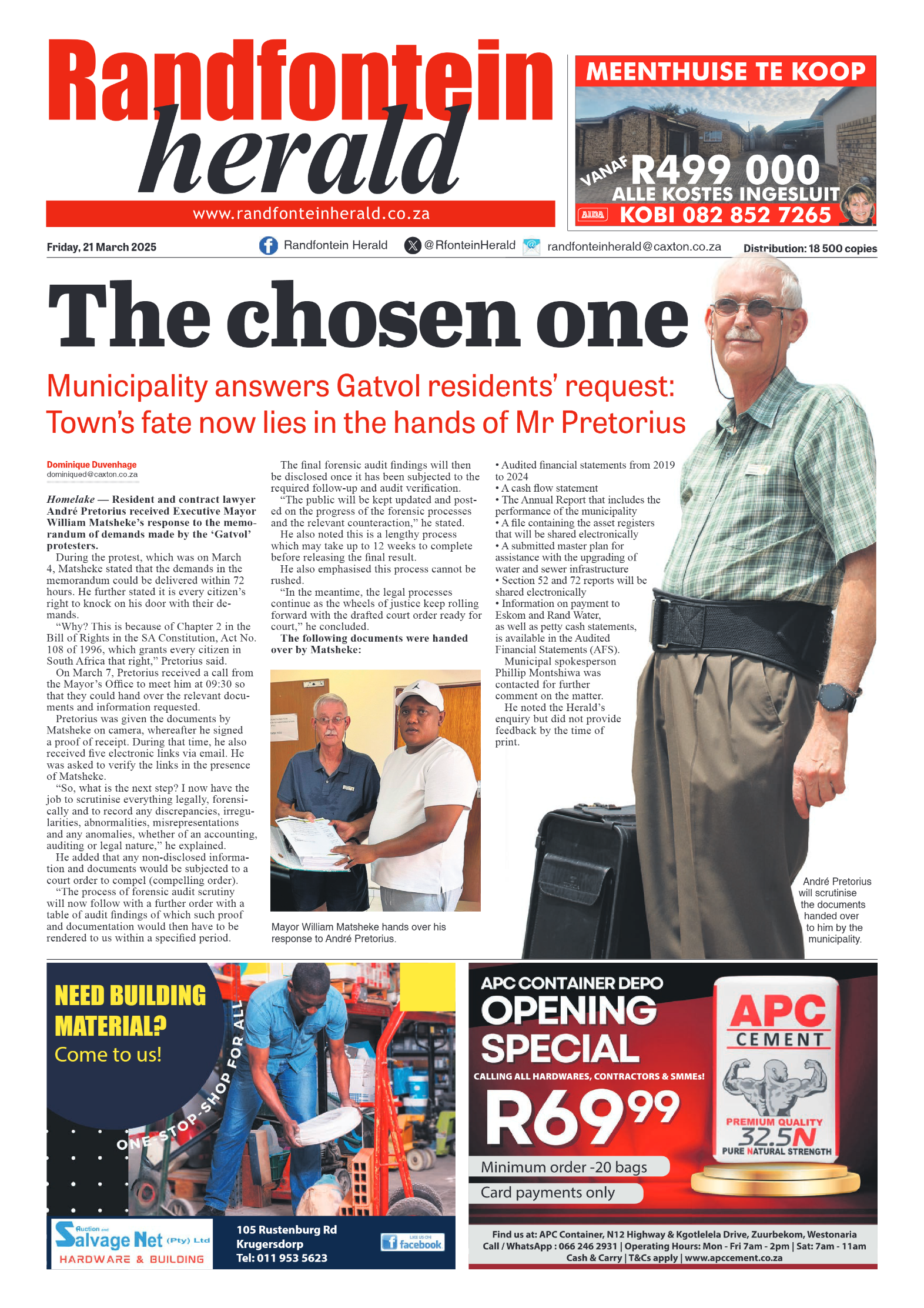 Randfontein Herald 21 March 2025 page 1