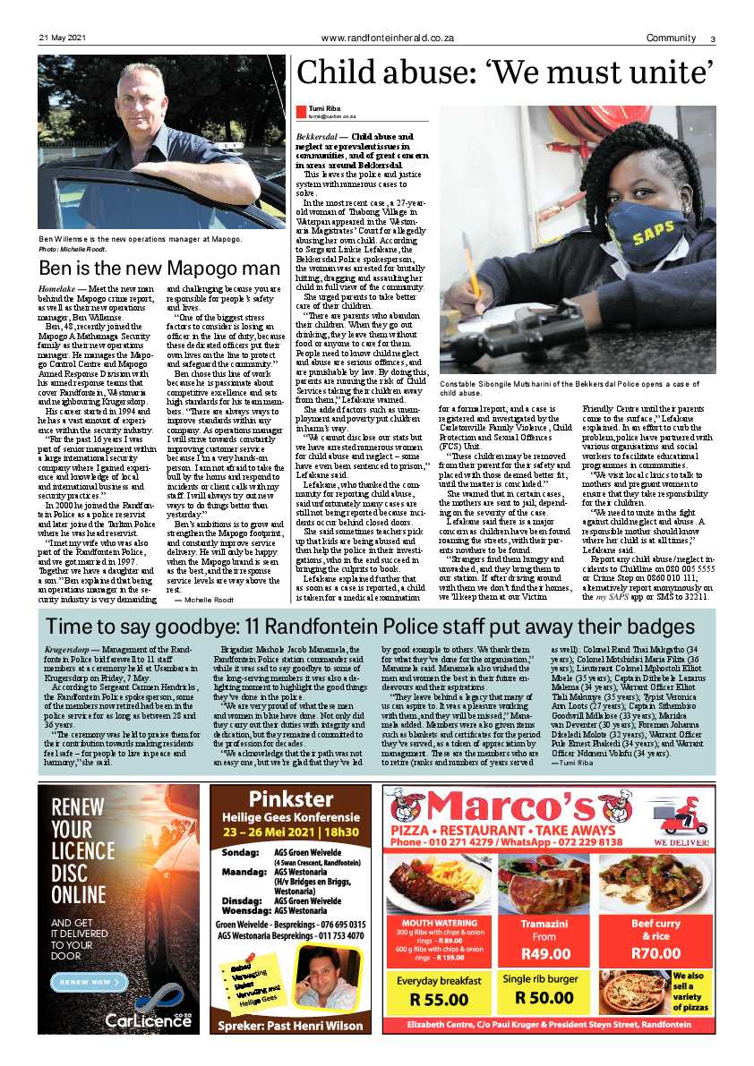 Randfontein Herald 21 May 2021 page 3