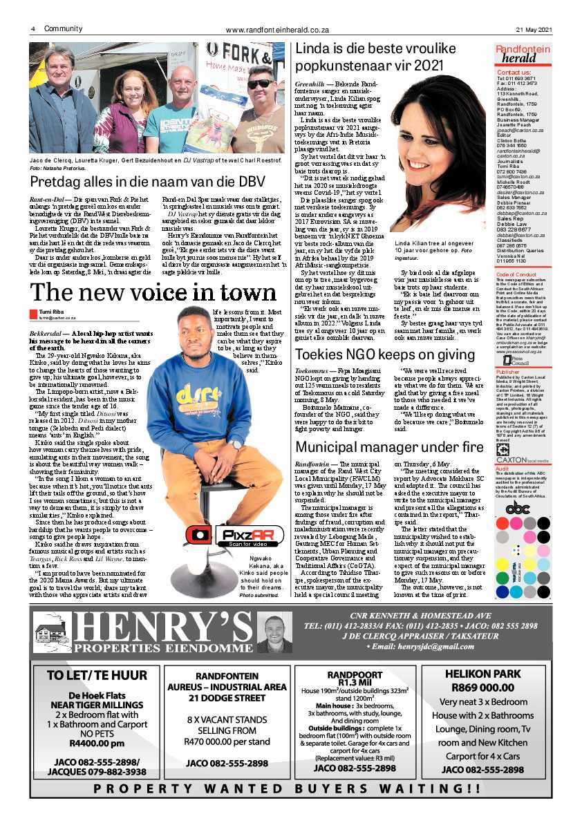 Randfontein Herald 21 May 2021 page 4