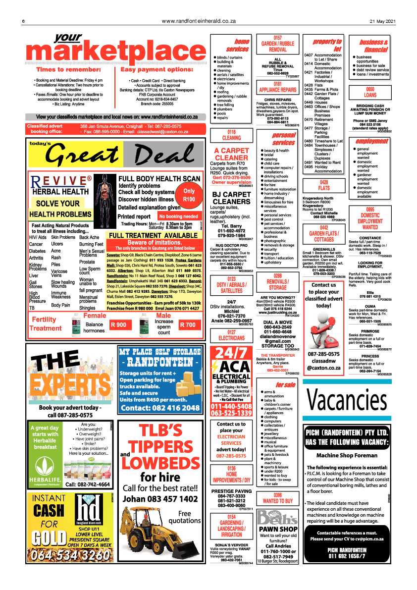 Randfontein Herald 21 May 2021 page 6