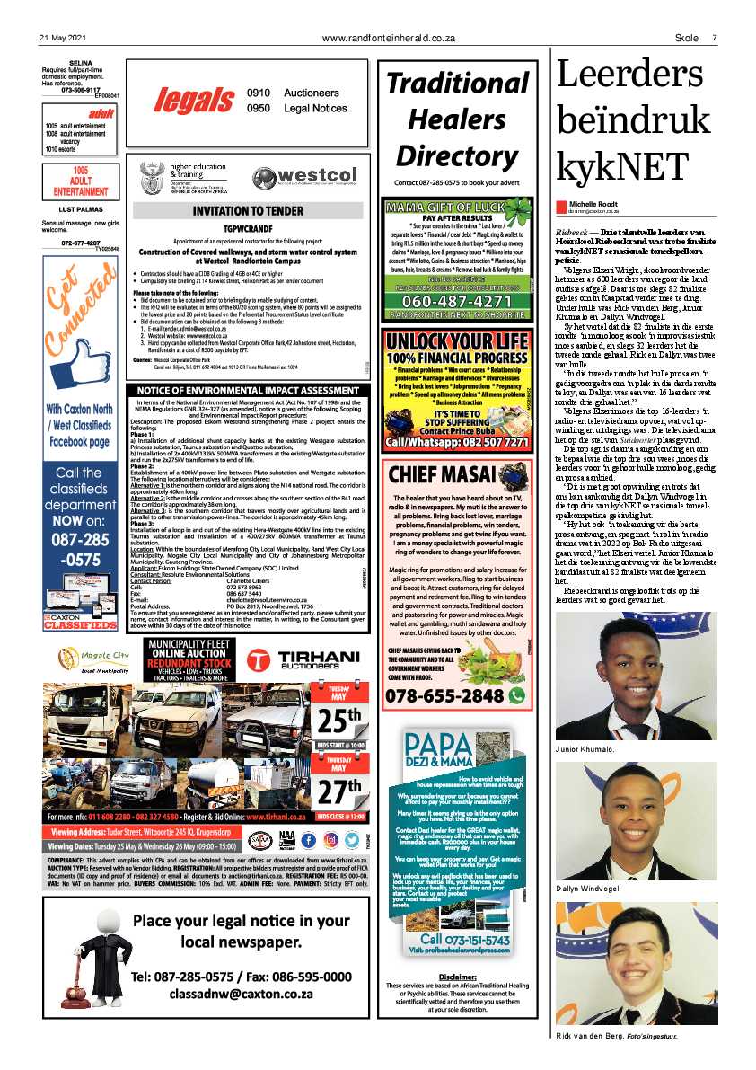 Randfontein Herald 21 May 2021 page 7