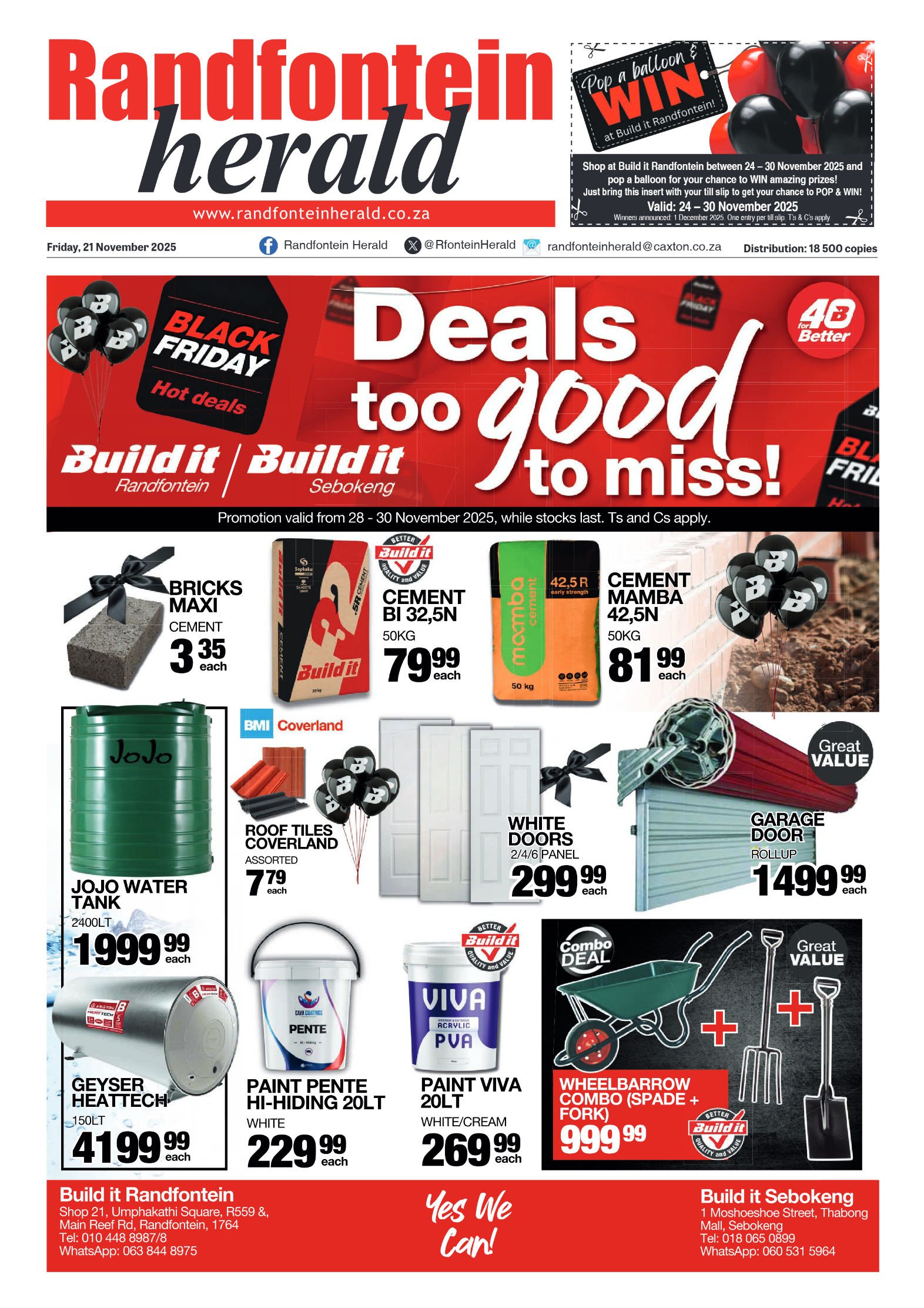 Randfontein Herald 21 November 2025 page 1