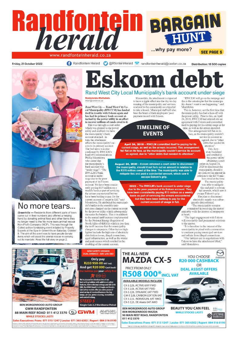 Randfontein Herald 21 October 2022 page 1