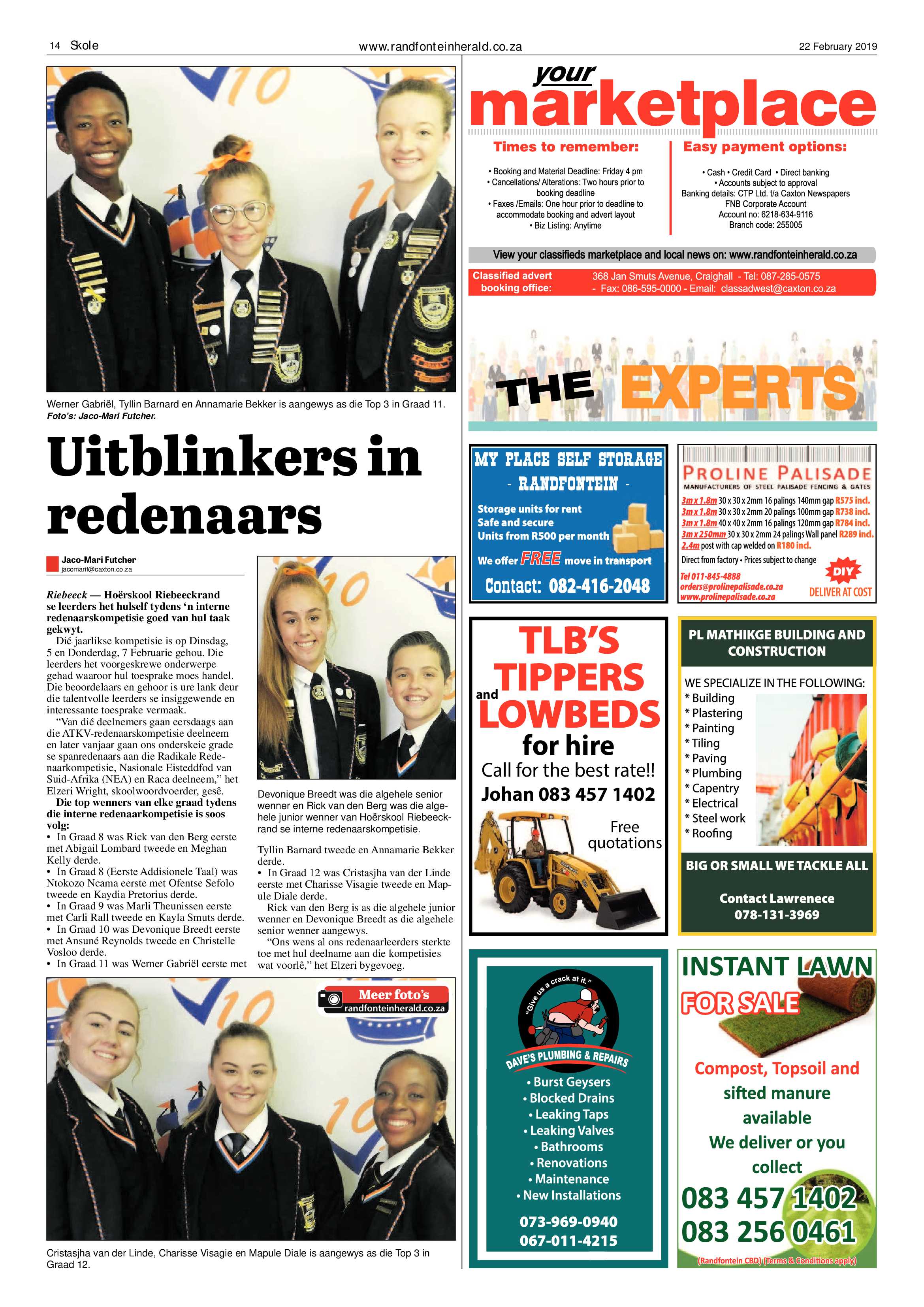 Randfontein Herald 22 February 2019 page 14