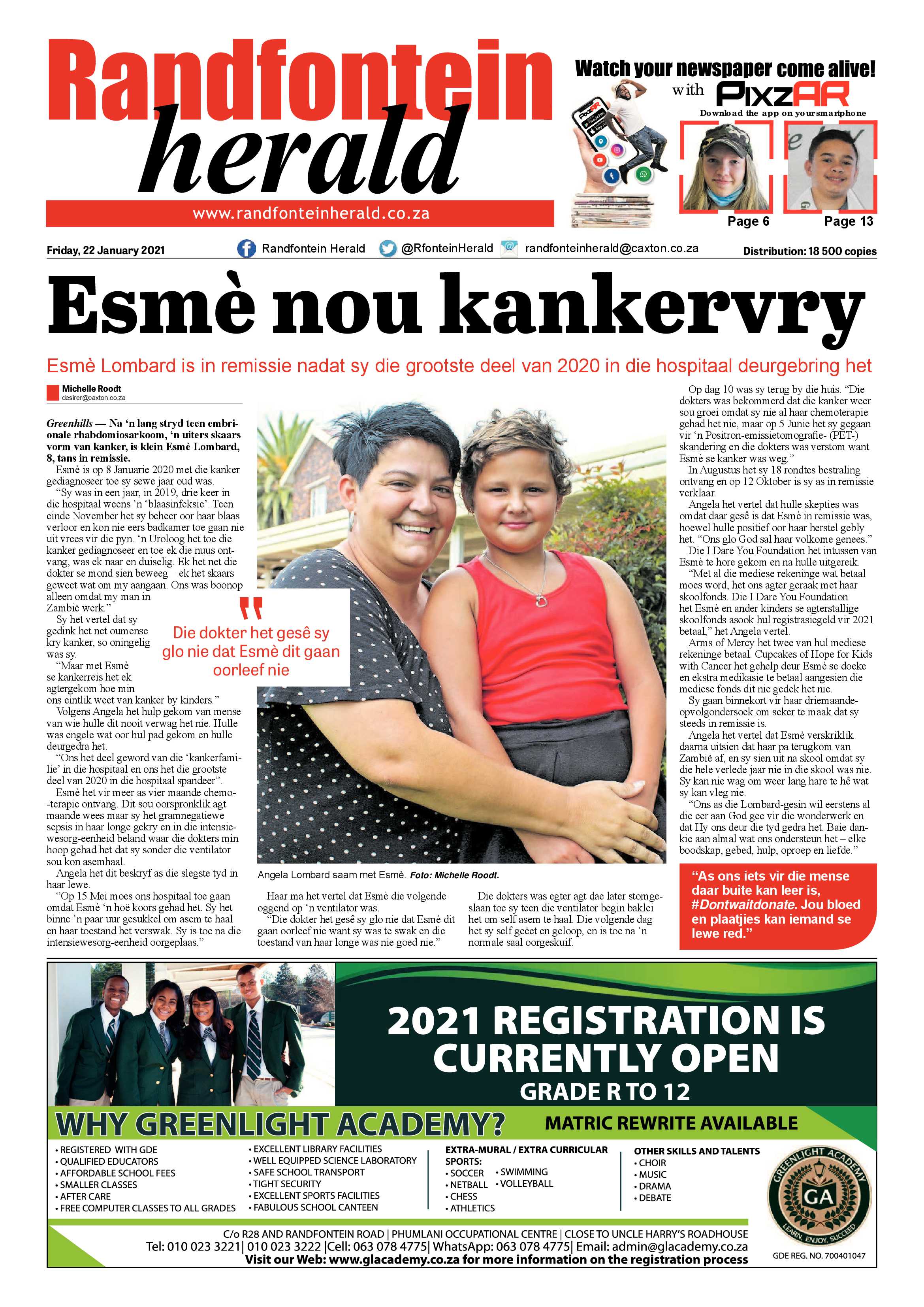 Randfontein Herald 22 January 2021 page 1