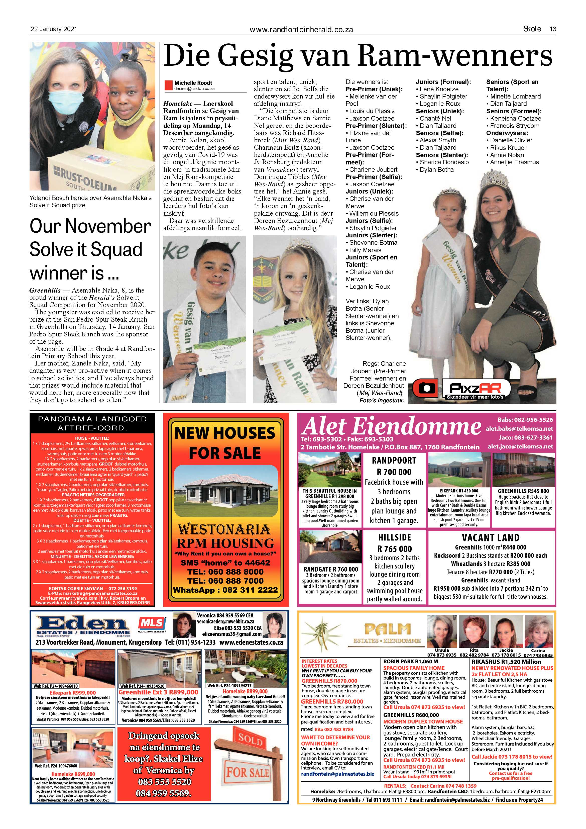 Randfontein Herald 22 January 2021 page 13