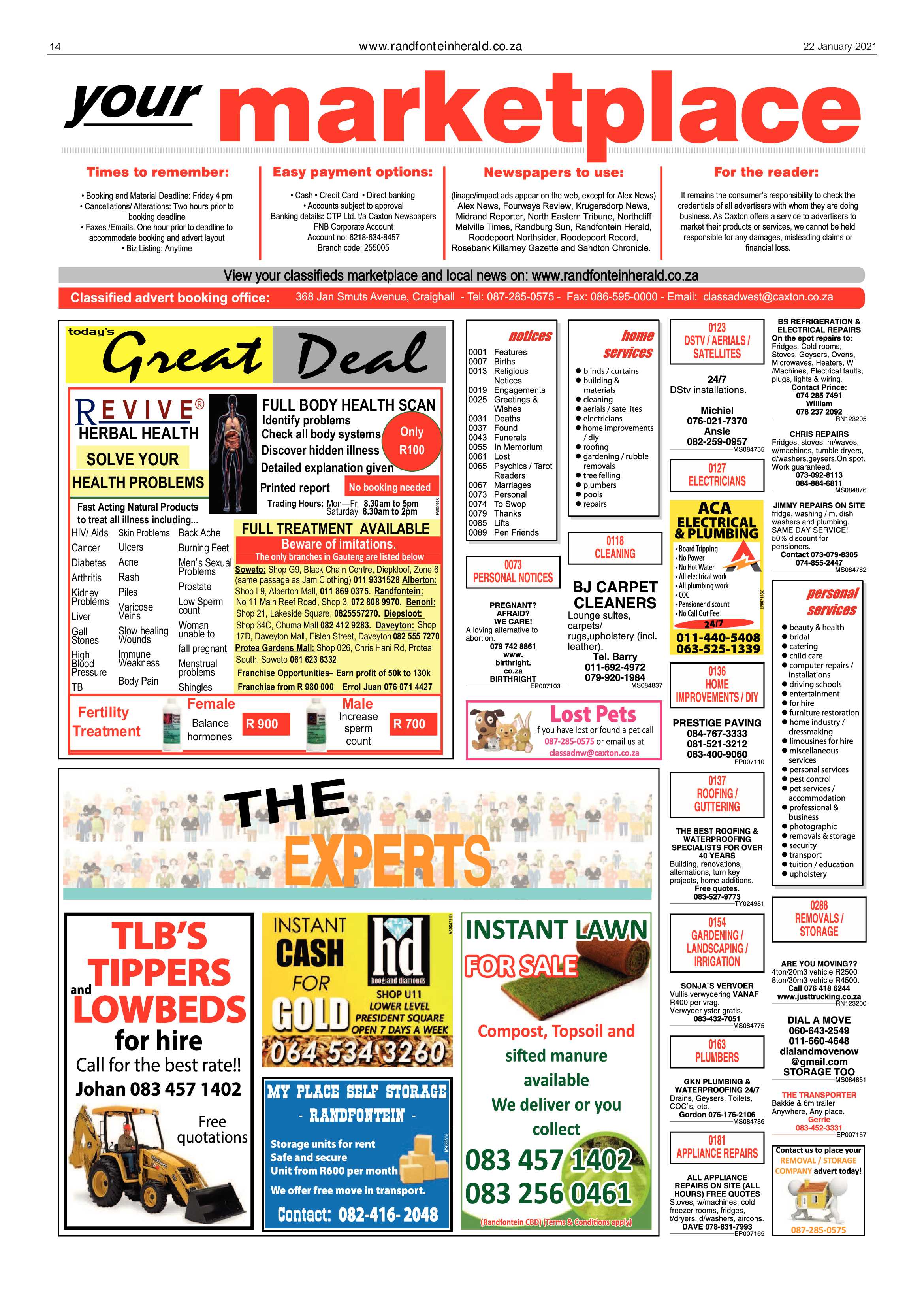 Randfontein Herald 22 January 2021 page 14