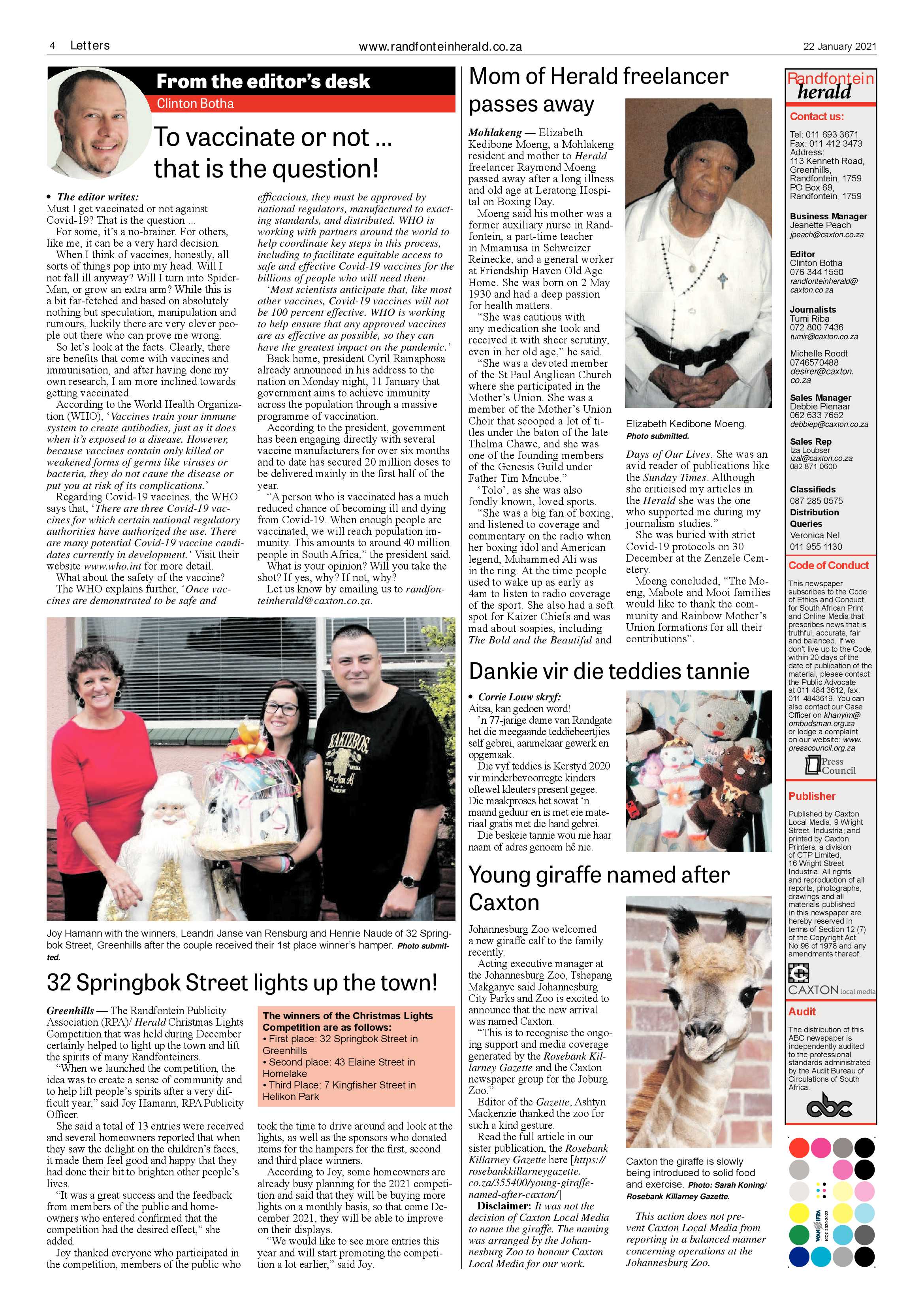 Randfontein Herald 22 January 2021 page 4