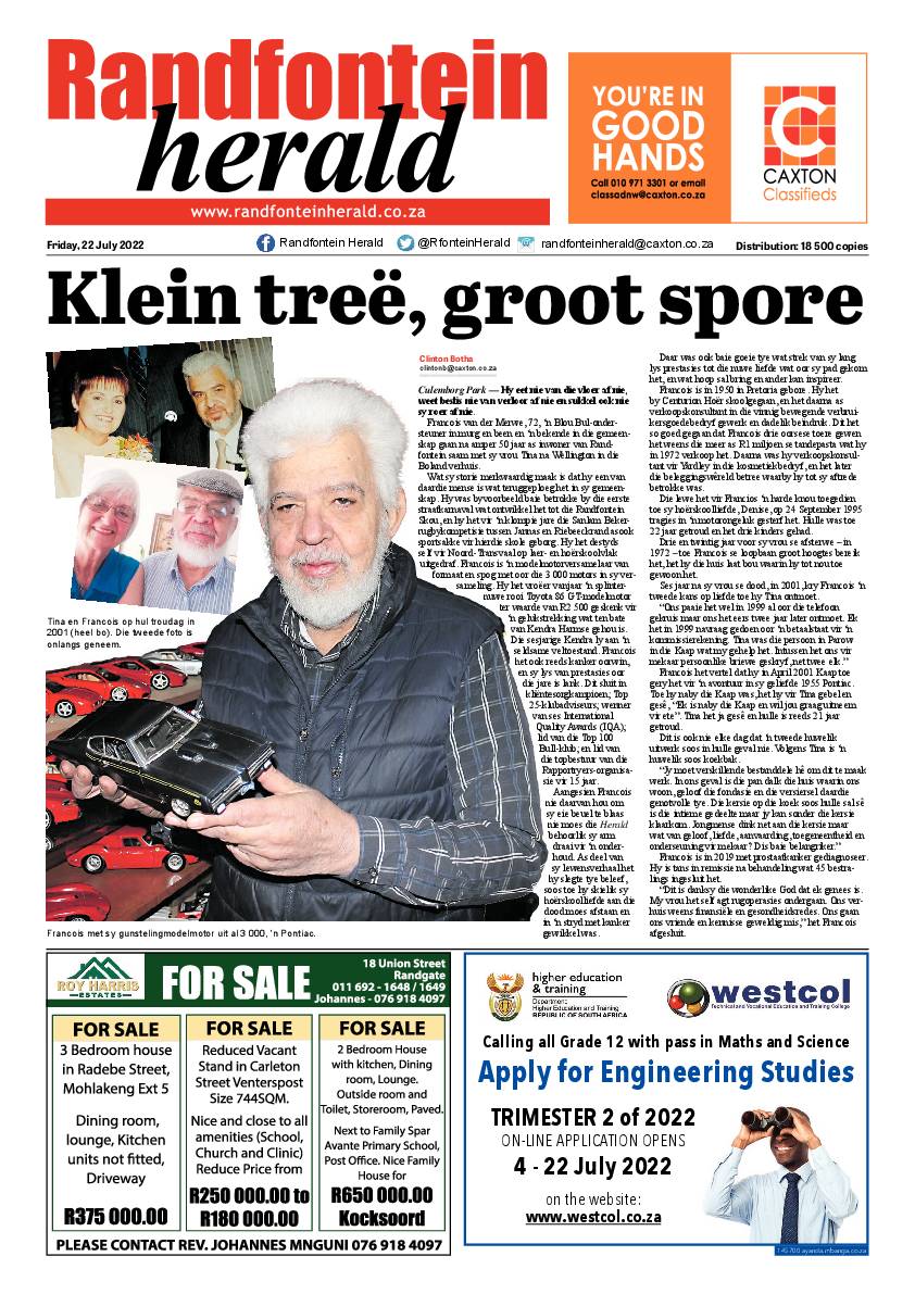 Randfontein Herald 22 July 2022 page 1