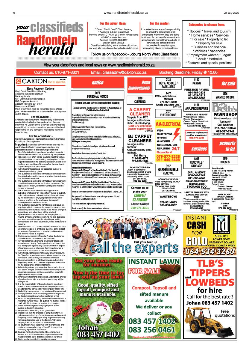 Randfontein Herald 22 July 2022 page 6