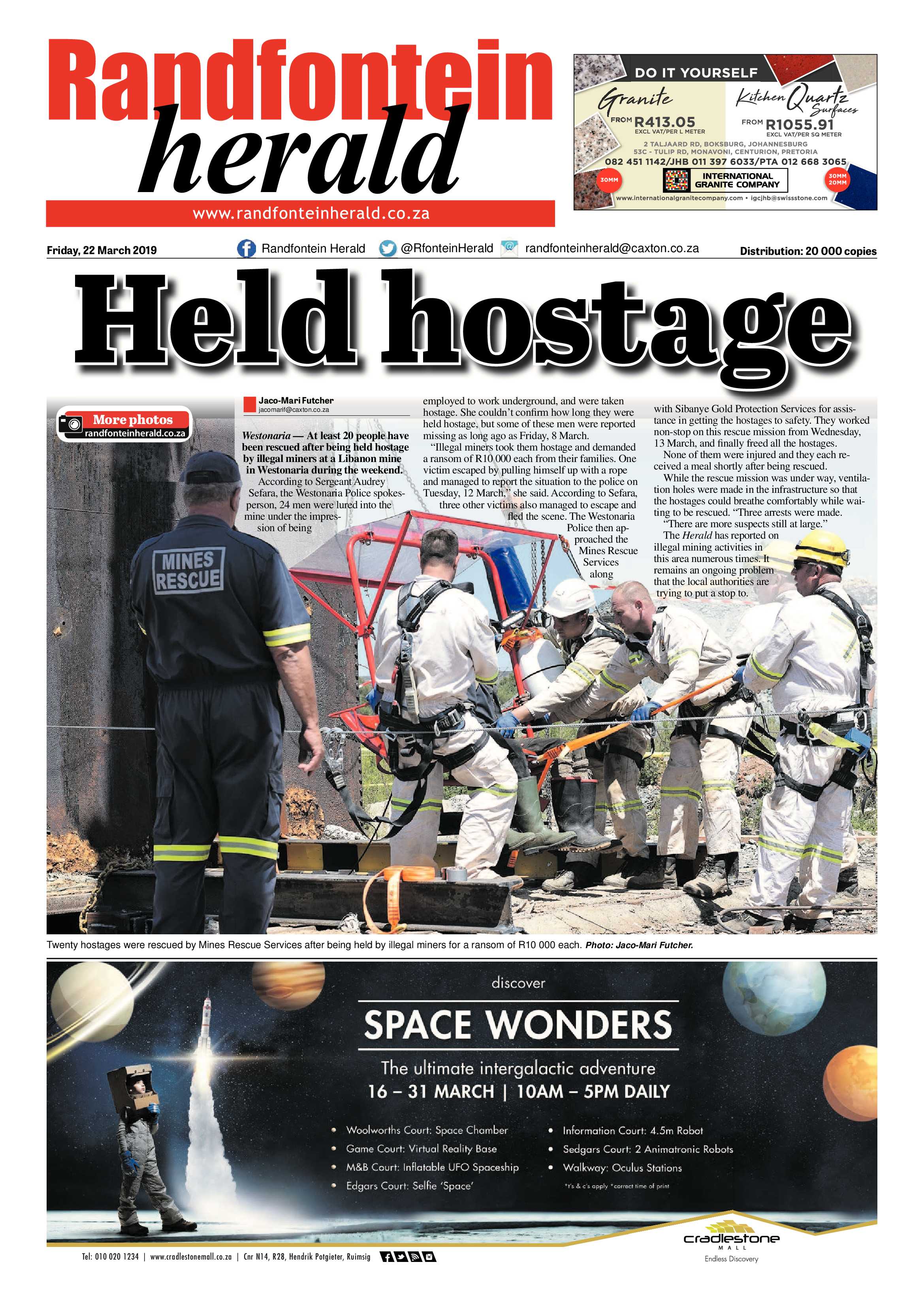 Randfontein Herald 22 March 2019 page 1