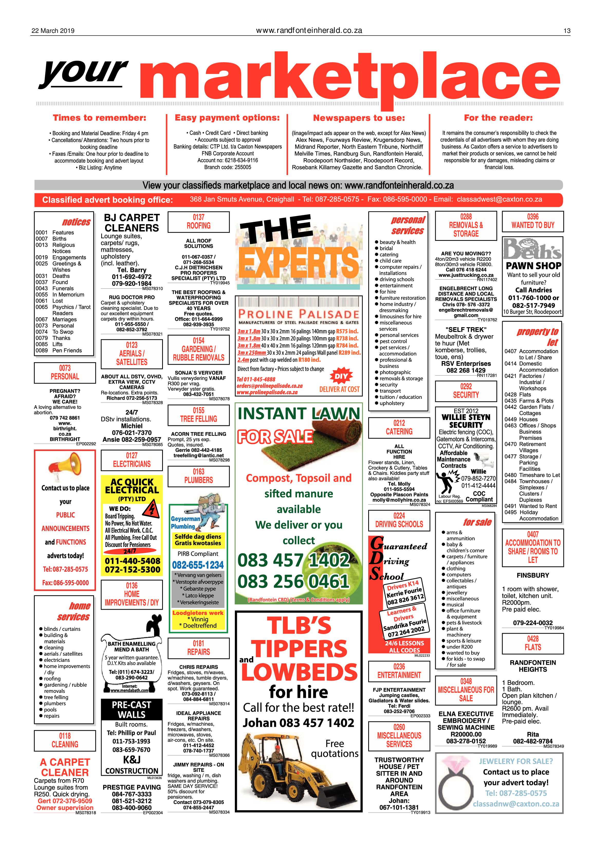 Randfontein Herald 22 March 2019 page 13