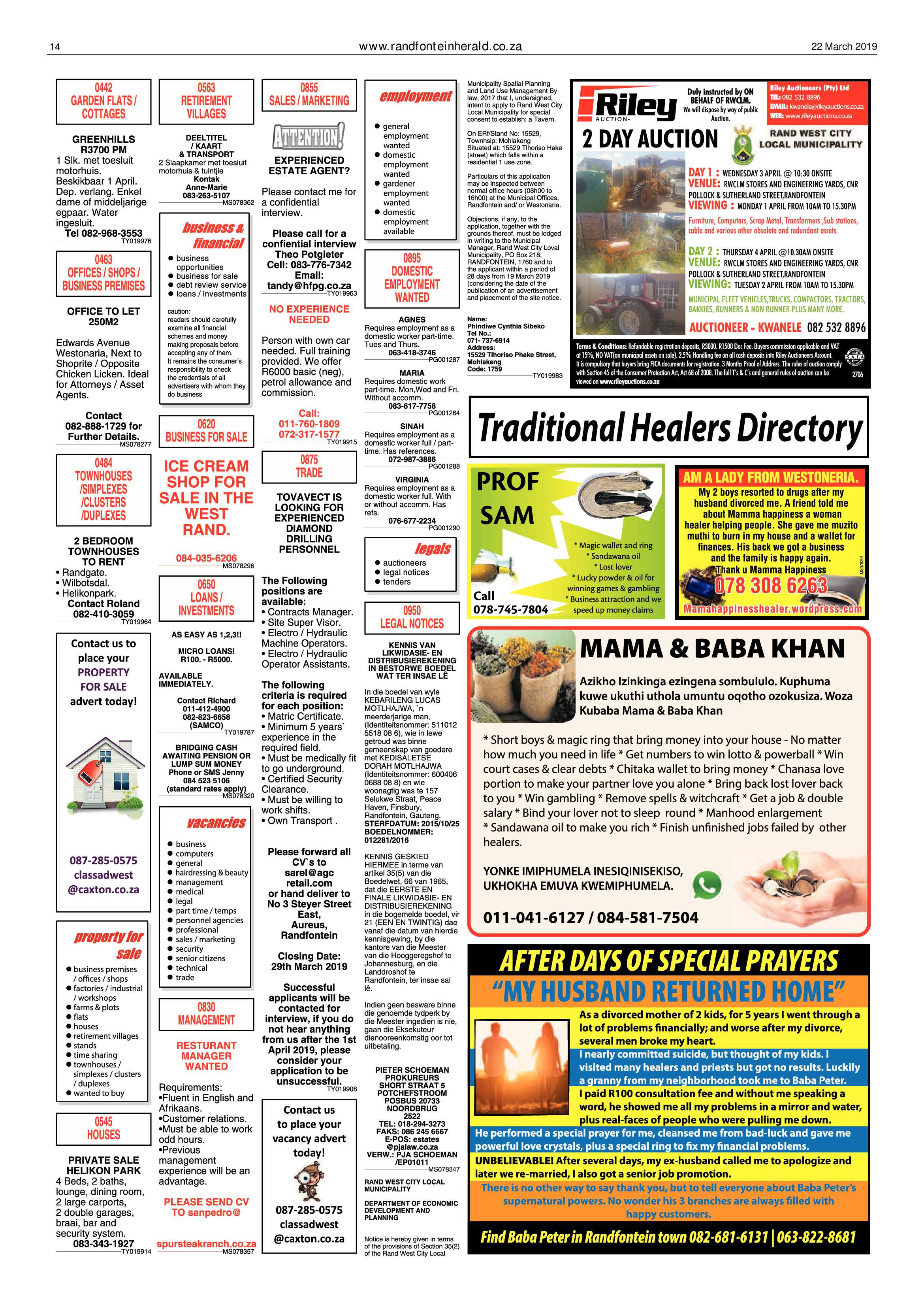 Randfontein Herald 22 March 2019 page 14