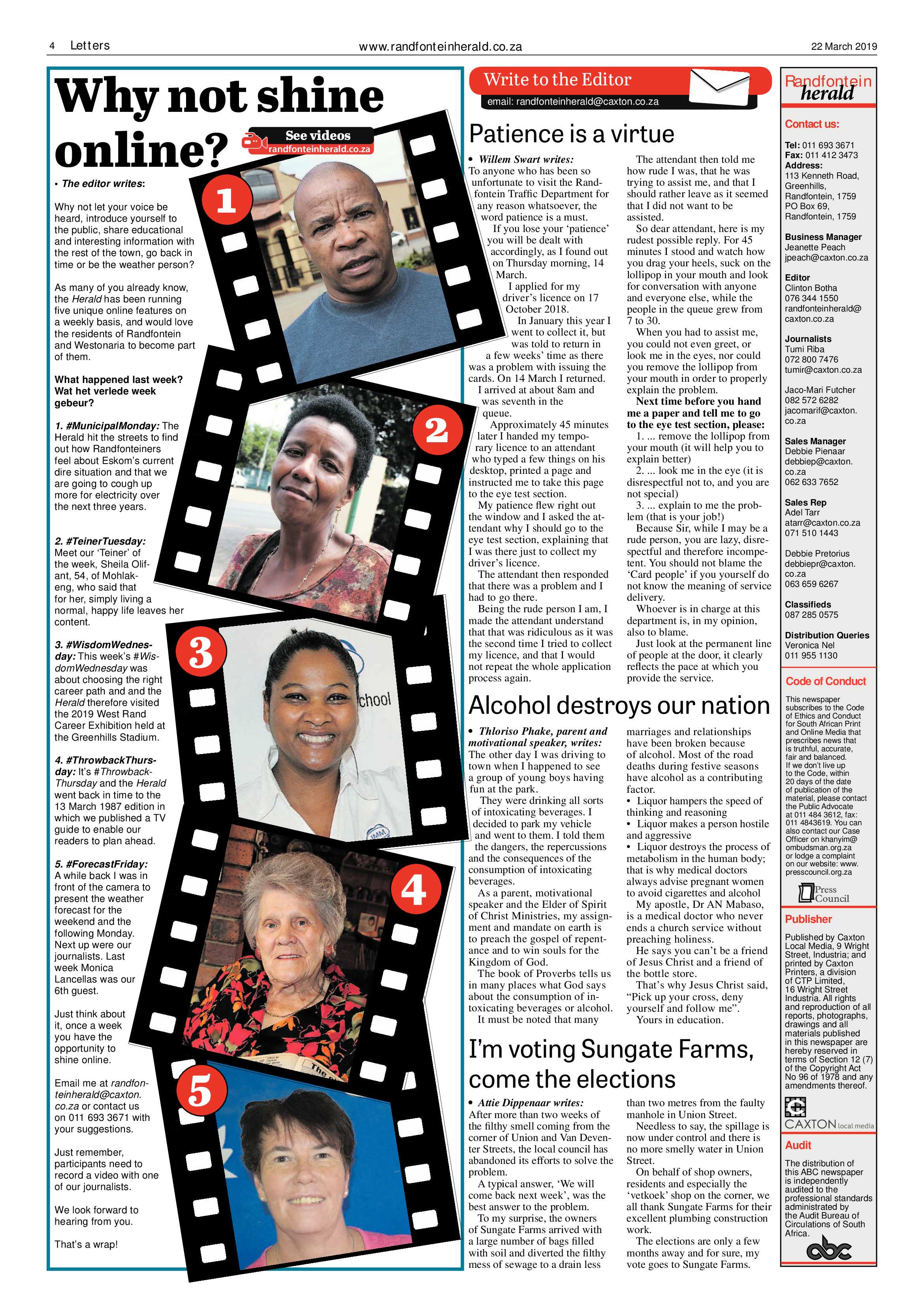 Randfontein Herald 22 March 2019 page 4