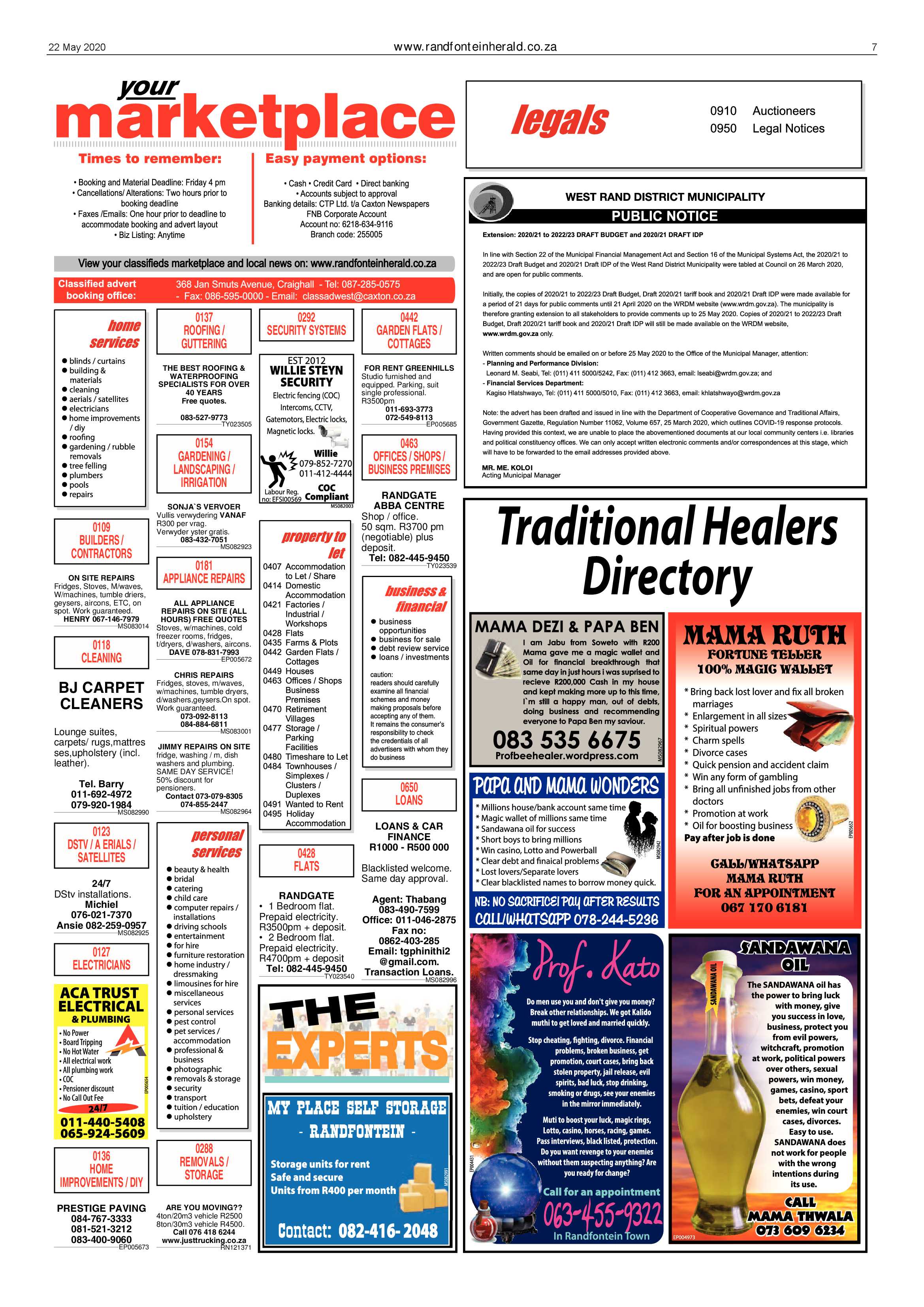 Randfontein Herald 22 May 2020 page 7