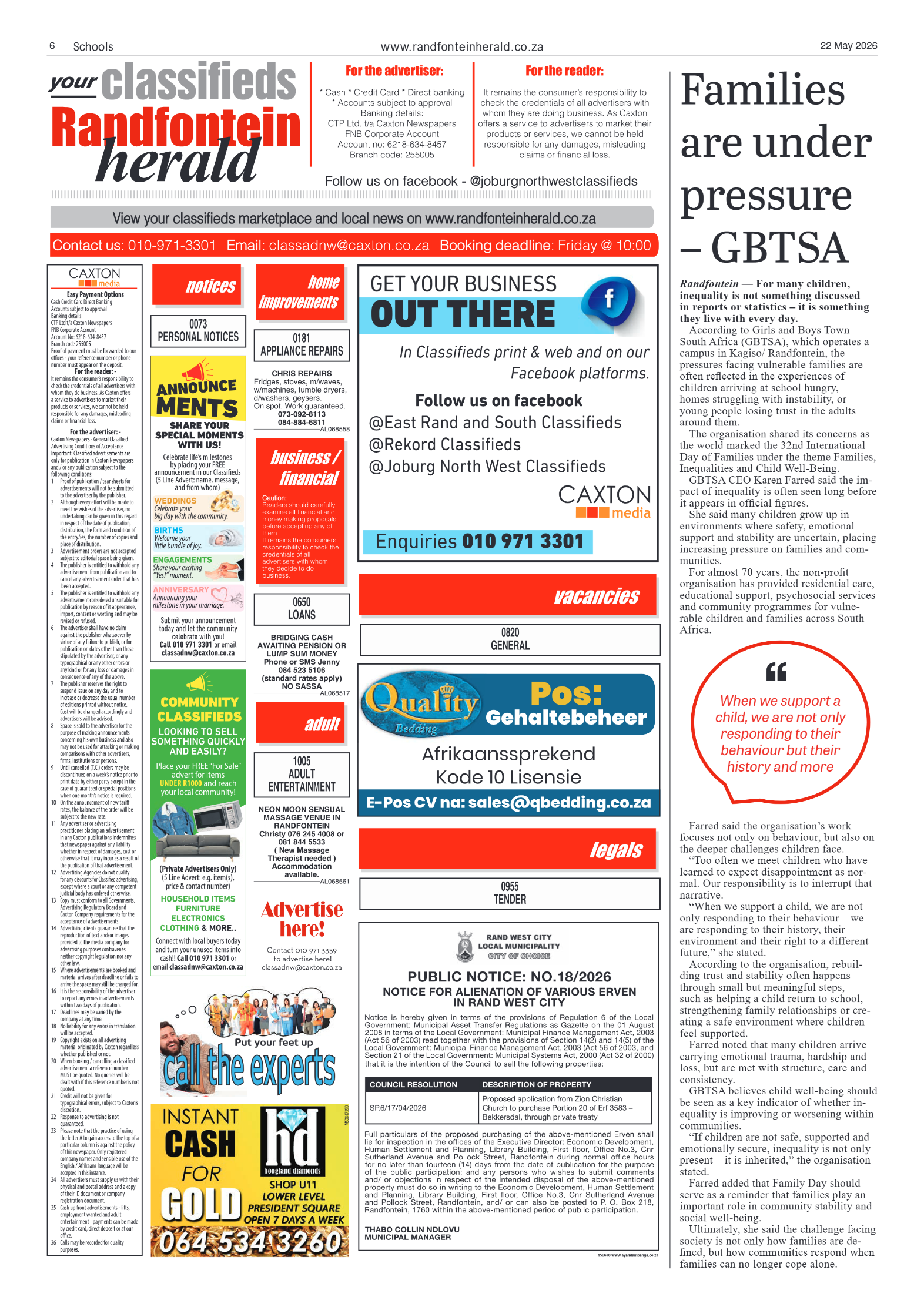Randfontein Herald 22 May 2026 page 6