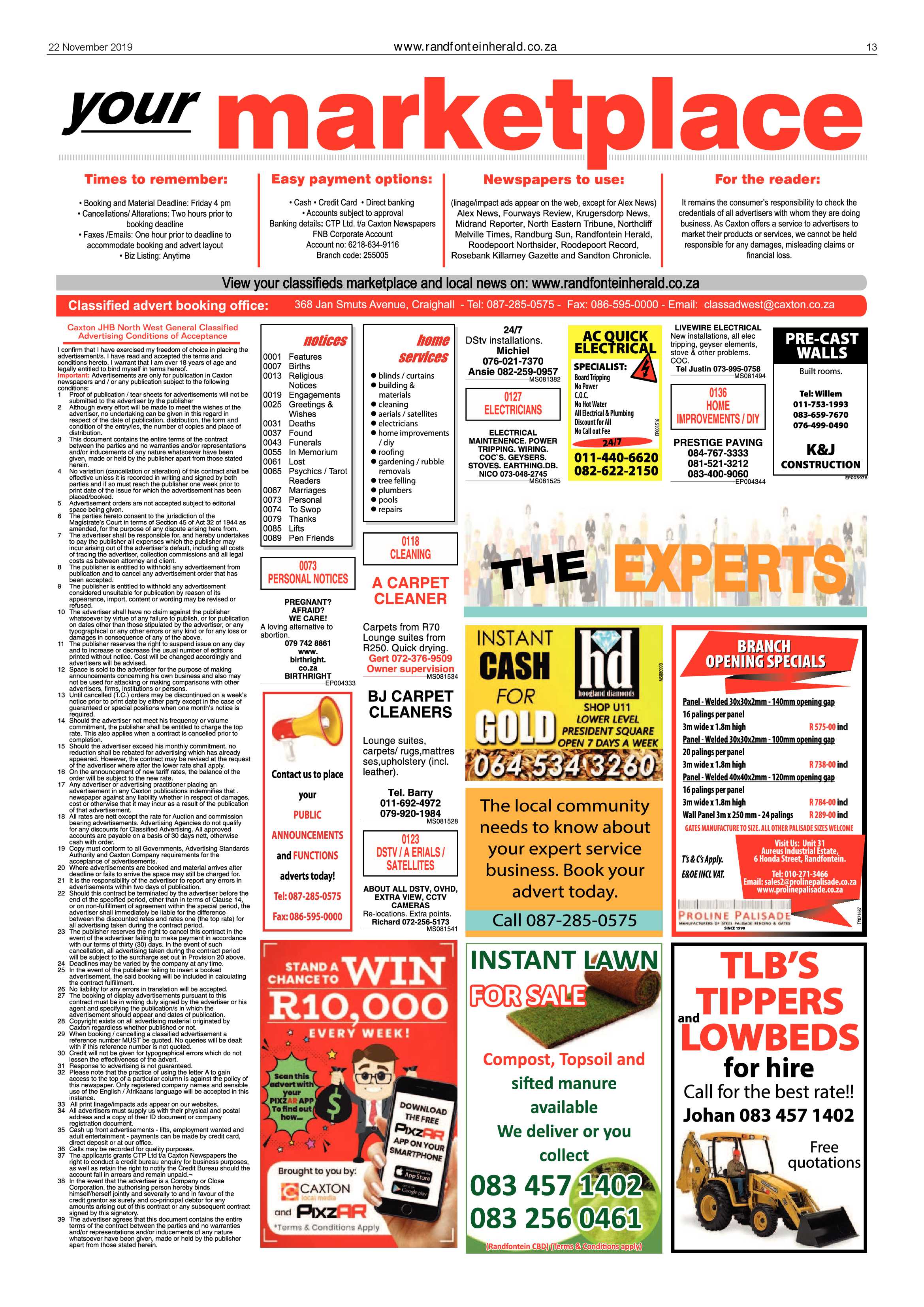 Randfontein Herald 22 November 2019 page 13