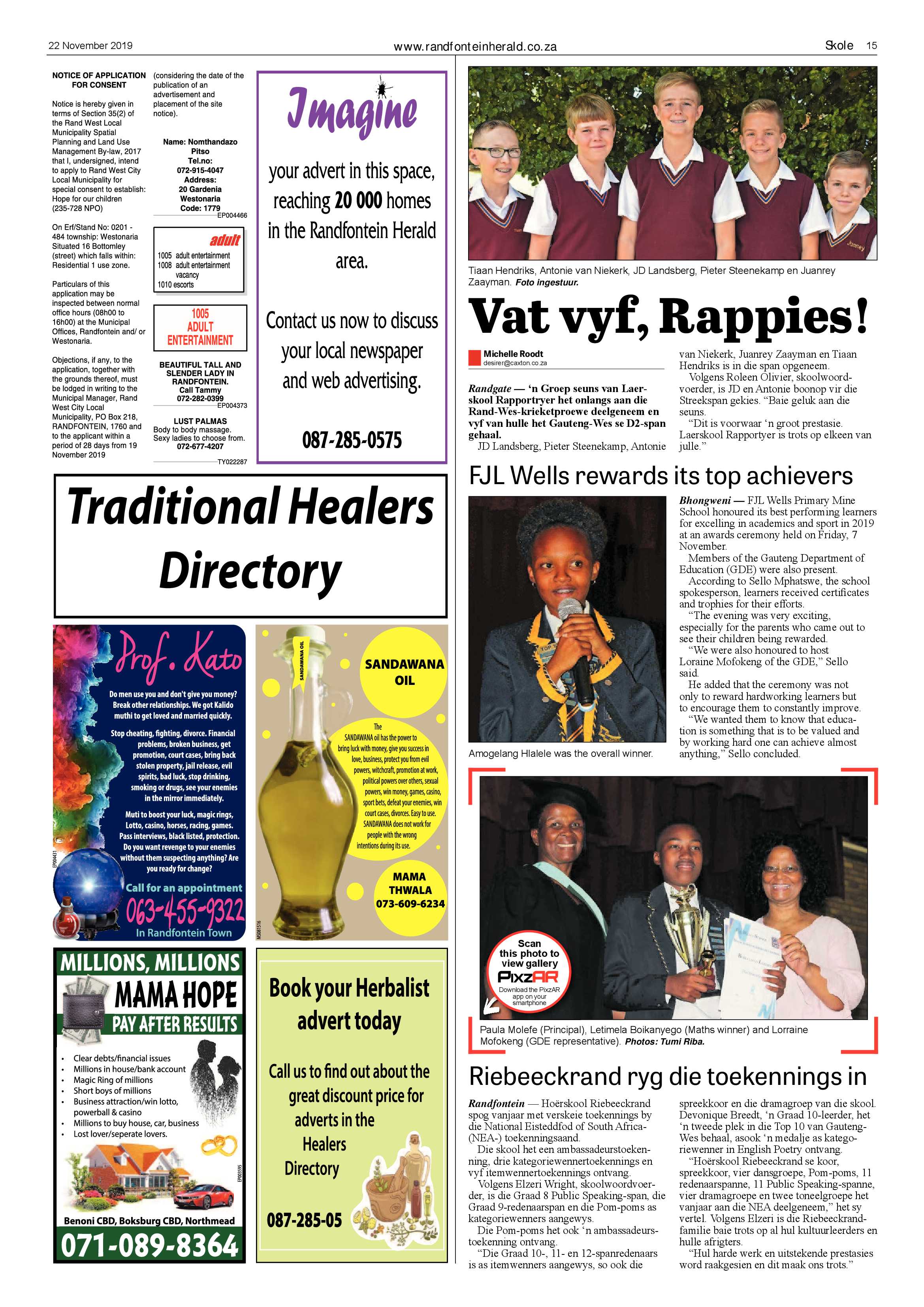 Randfontein Herald 22 November 2019 page 15