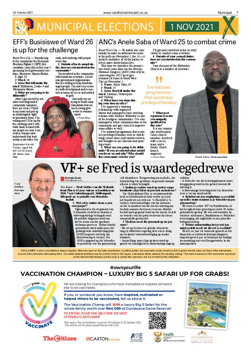 Randfontein Herald 22 October 2021 page 3