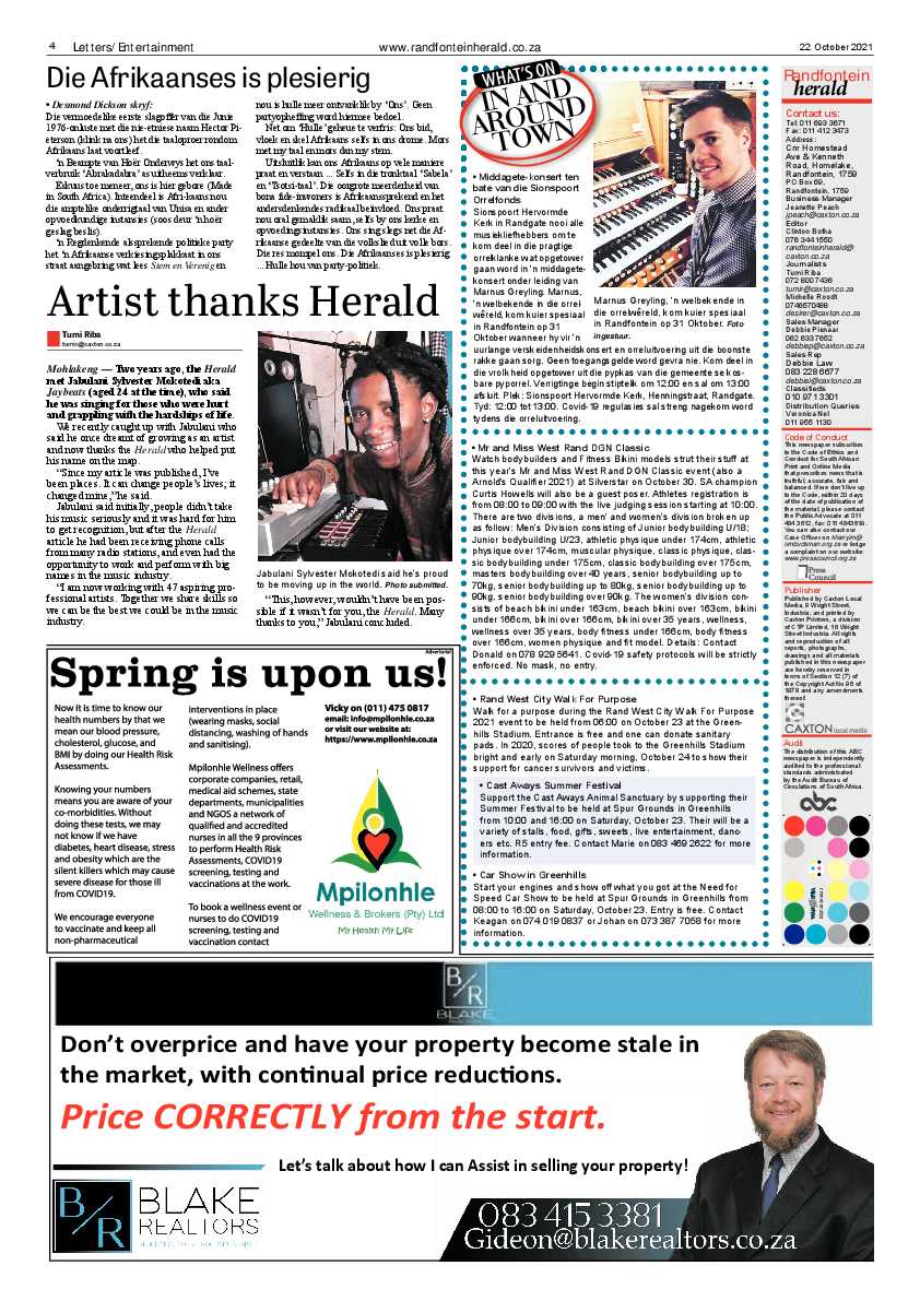 Randfontein Herald 22 October 2021 page 4