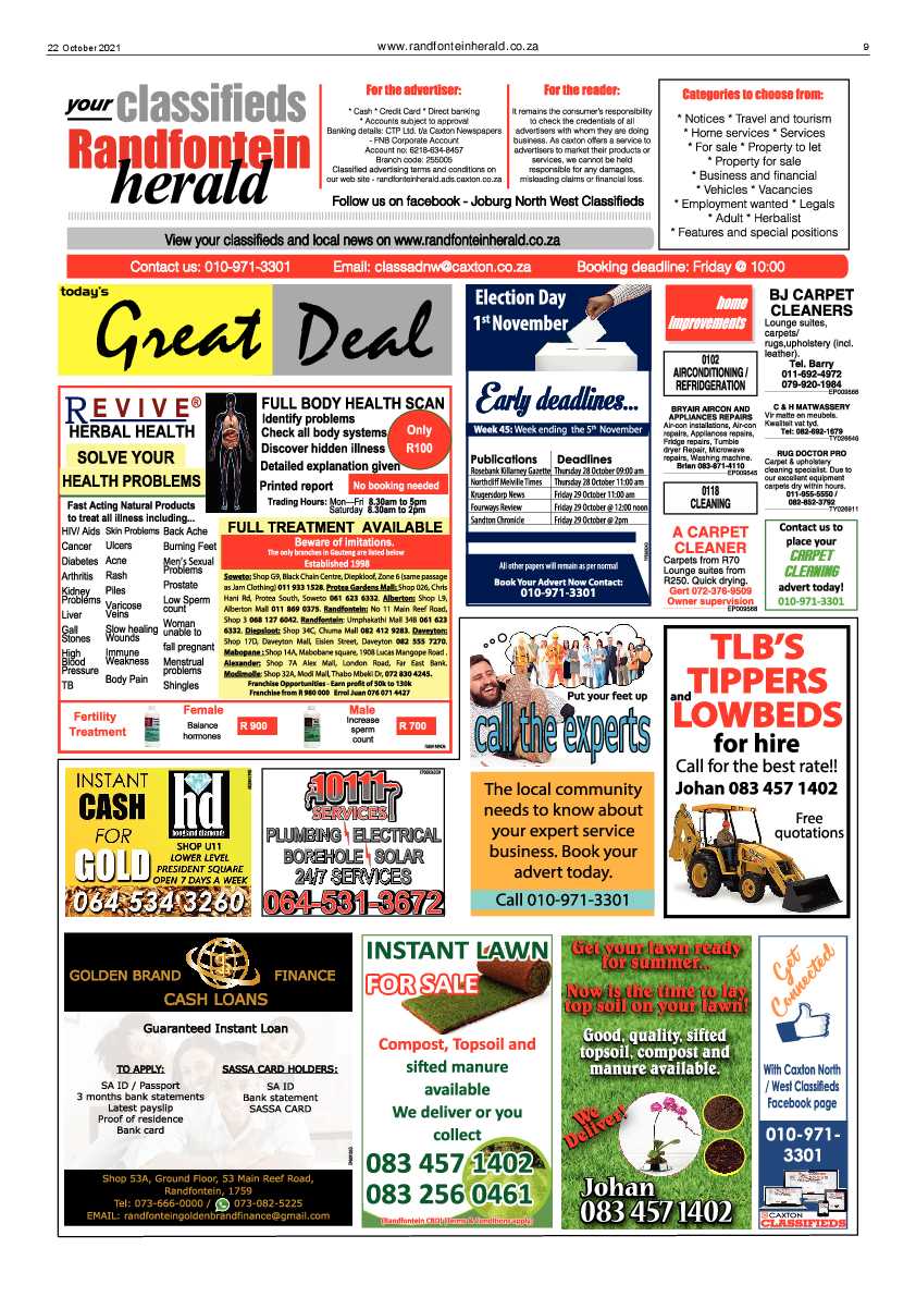 Randfontein Herald 22 October 2021 page 9