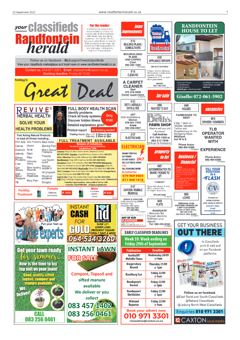 Randfontein Herald 22 September 2023 page 7