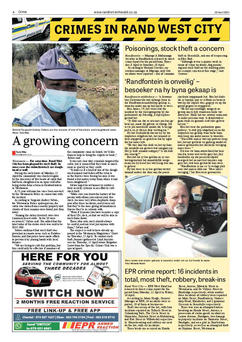 Randfontein Herald 23 April 2021 page 6