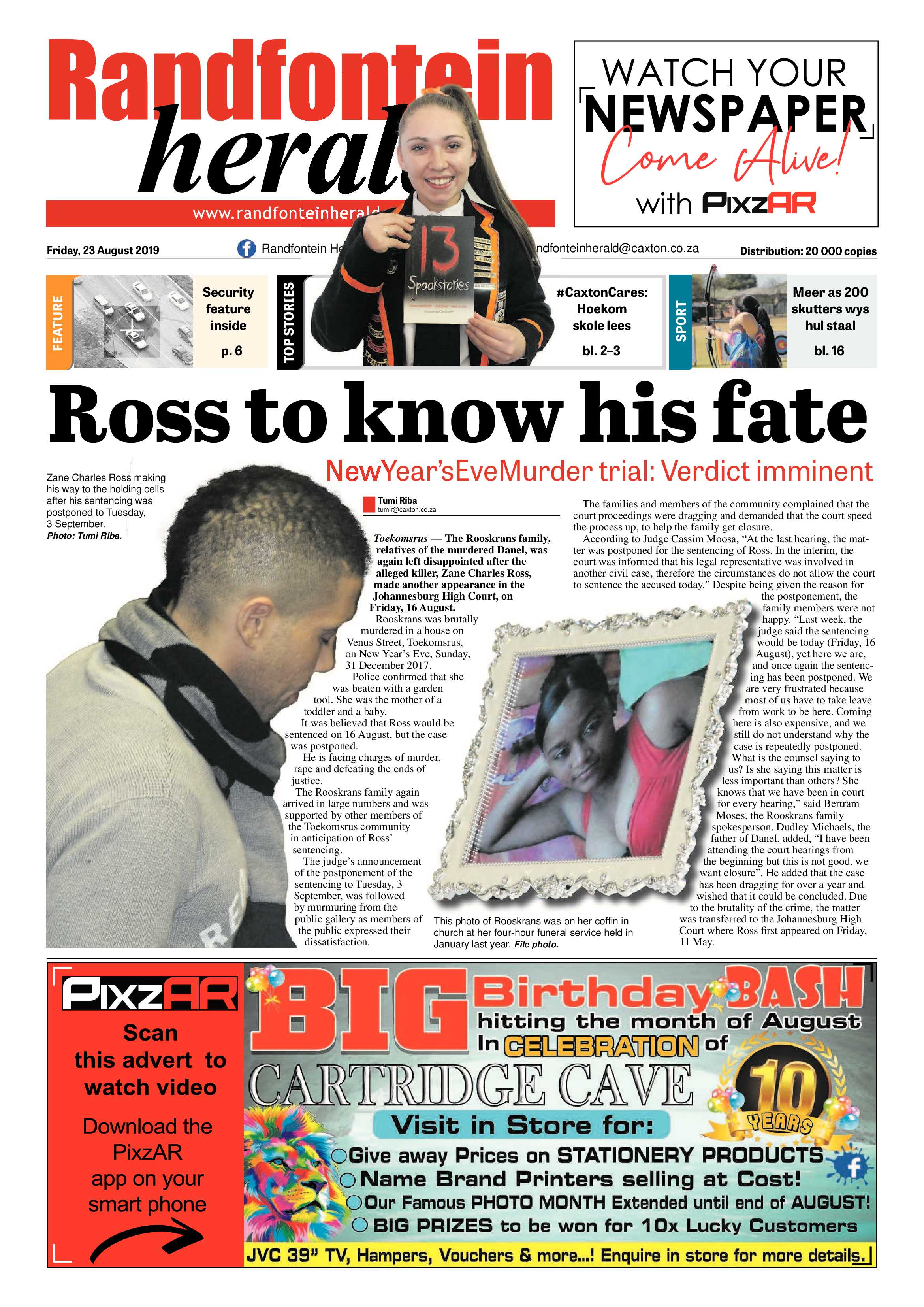 Randfontein Herald 23 August 2019 page 1