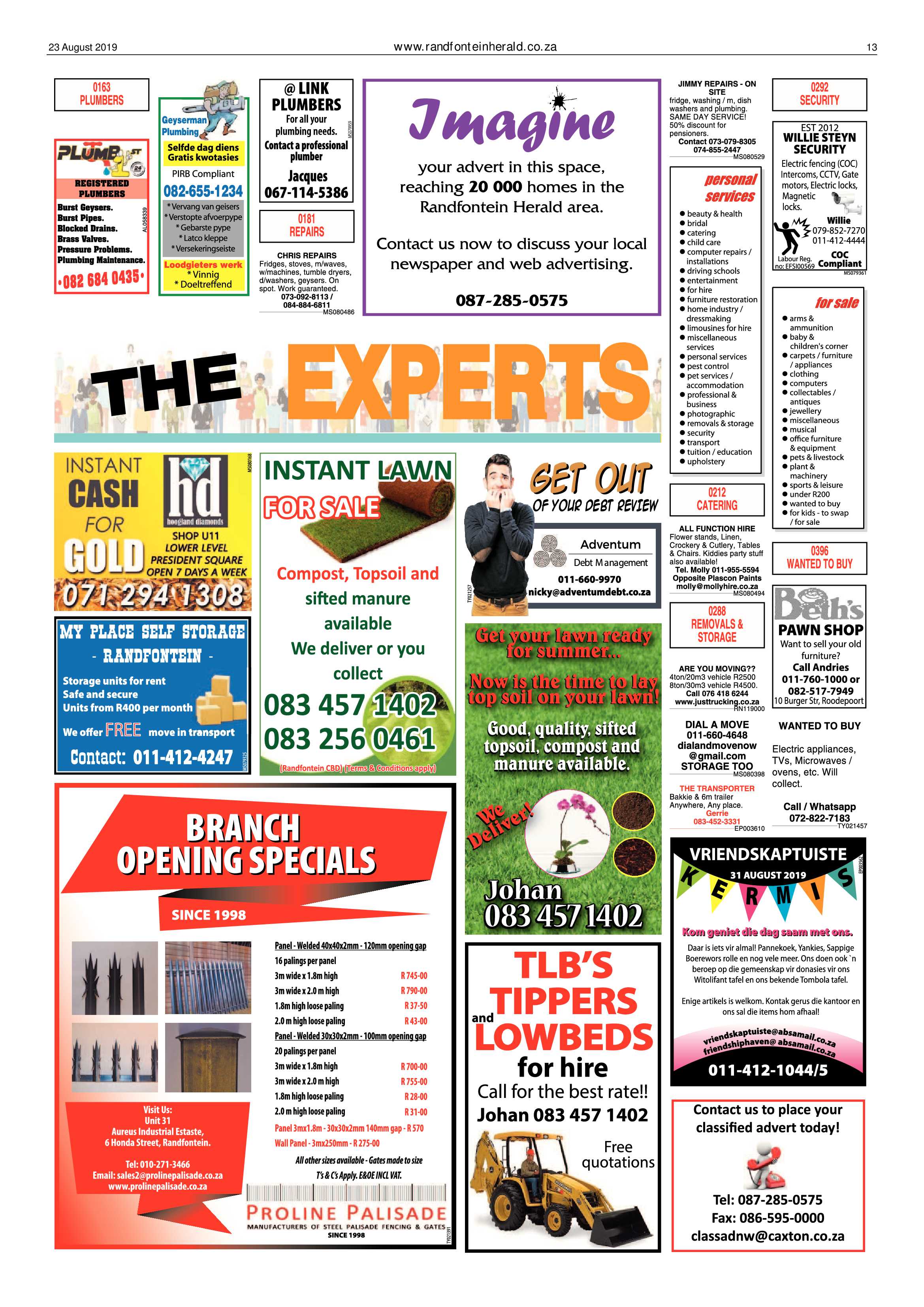 Randfontein Herald 23 August 2019 page 13