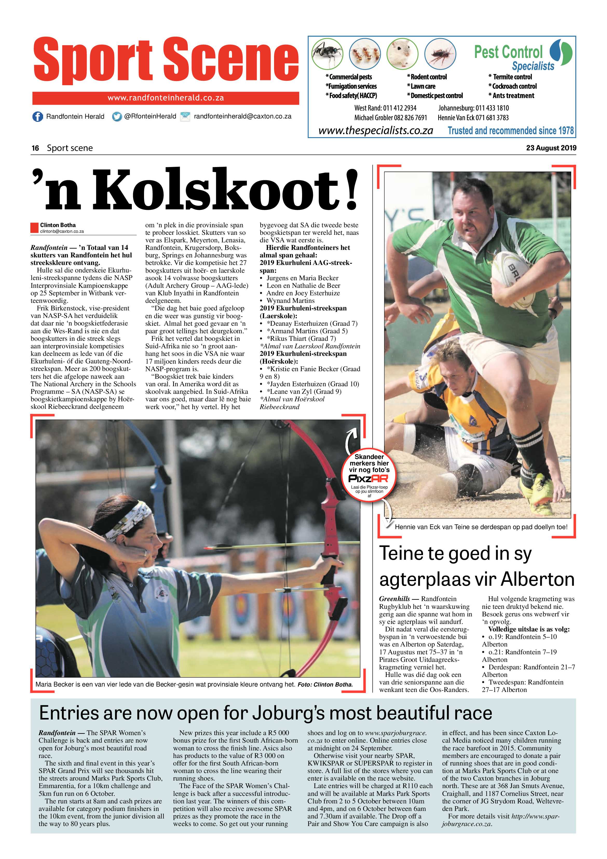 Randfontein Herald 23 August 2019 page 16