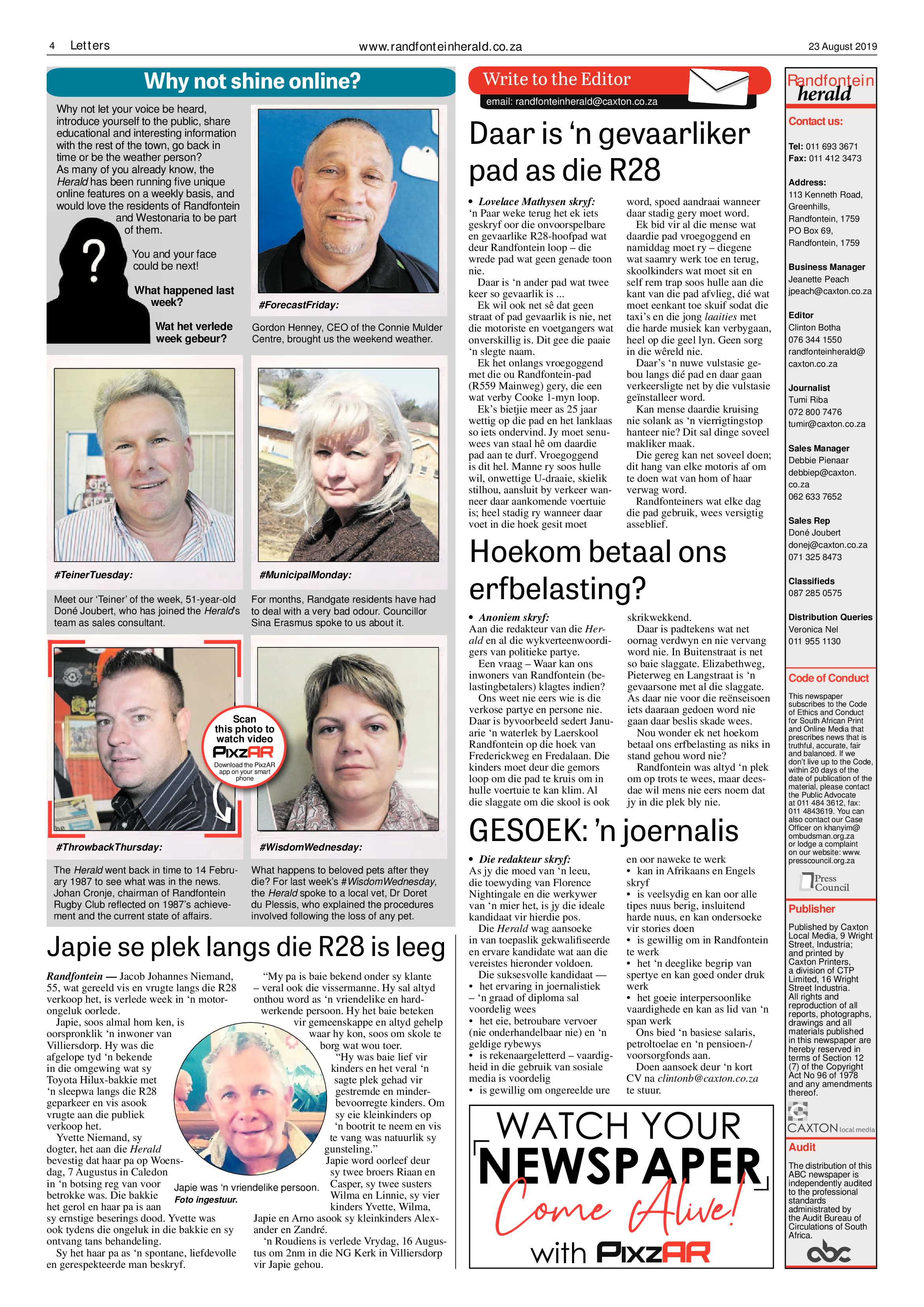 Randfontein Herald 23 August 2019 page 4