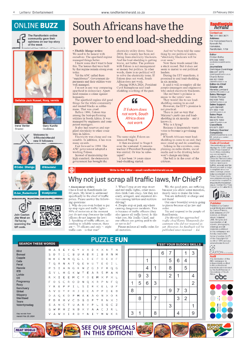 Randfontein Herald 23 February 2024 page 4